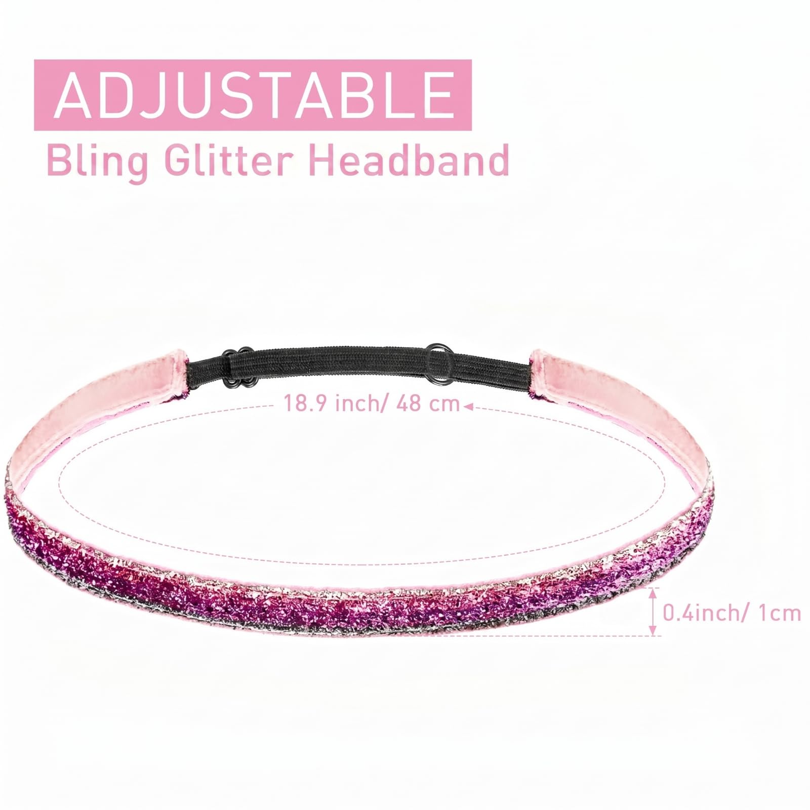 10 Diademas de Purpurina Brillante Diadema Deportiva Antideslizante para Correr Paquete de Diademas Elásticas de Tela Terciopelo de Niña Accesorio de Cabello de Moda (0,4 pulgadas/ 1 cm)