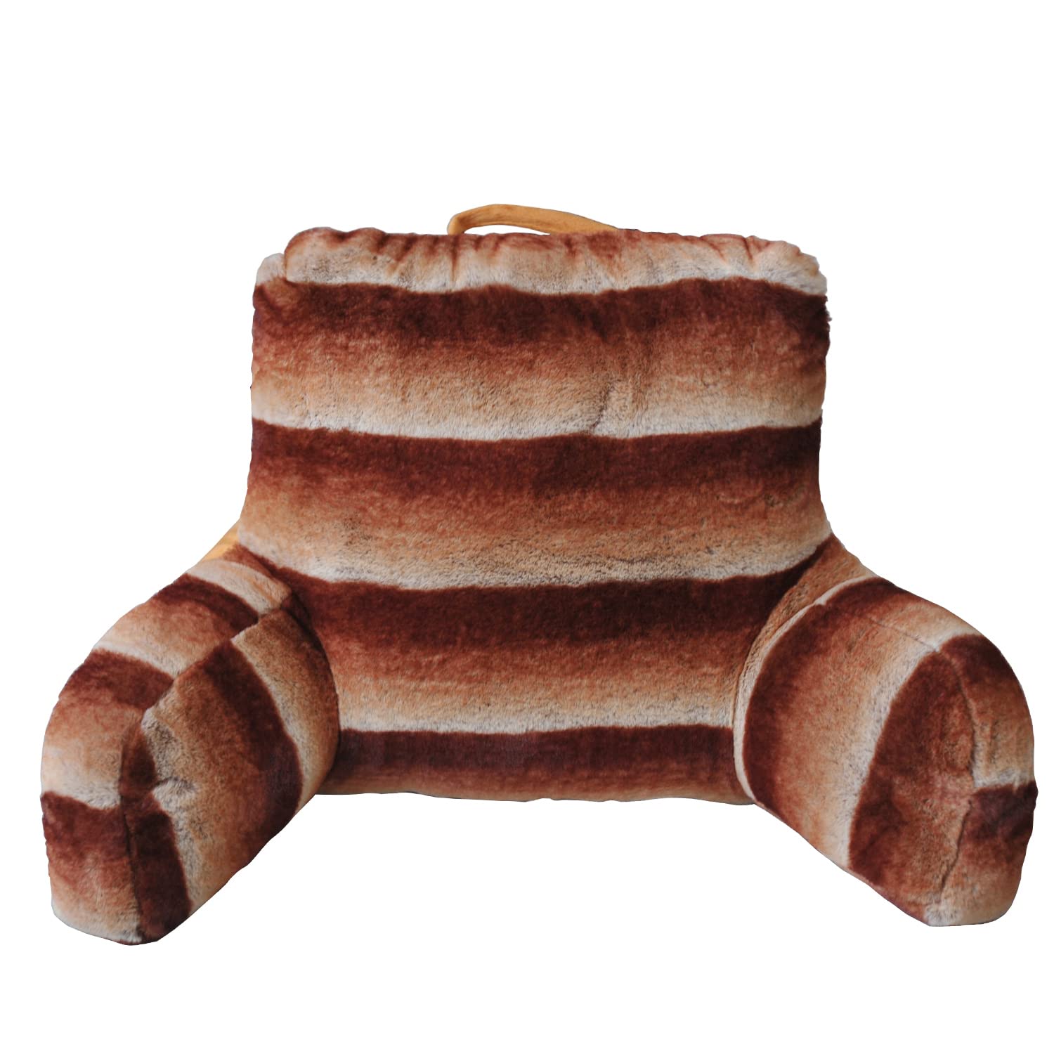 Home Soft Things DIY Tip Print Faux Fur Bed Rest Reading Pillow Cover and Filling, Need Assembly, Lounger Backrest Pillow for Sitting in Bed with Arms, 20