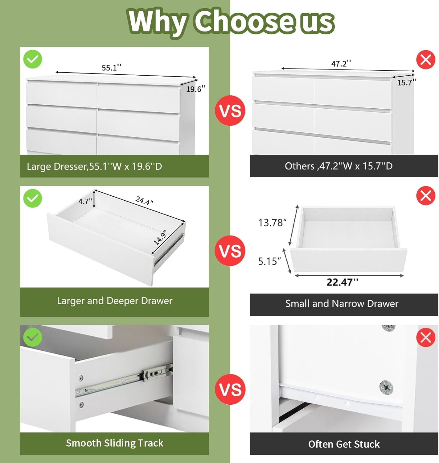 White Nursery Dresser with Soft Close Drawers