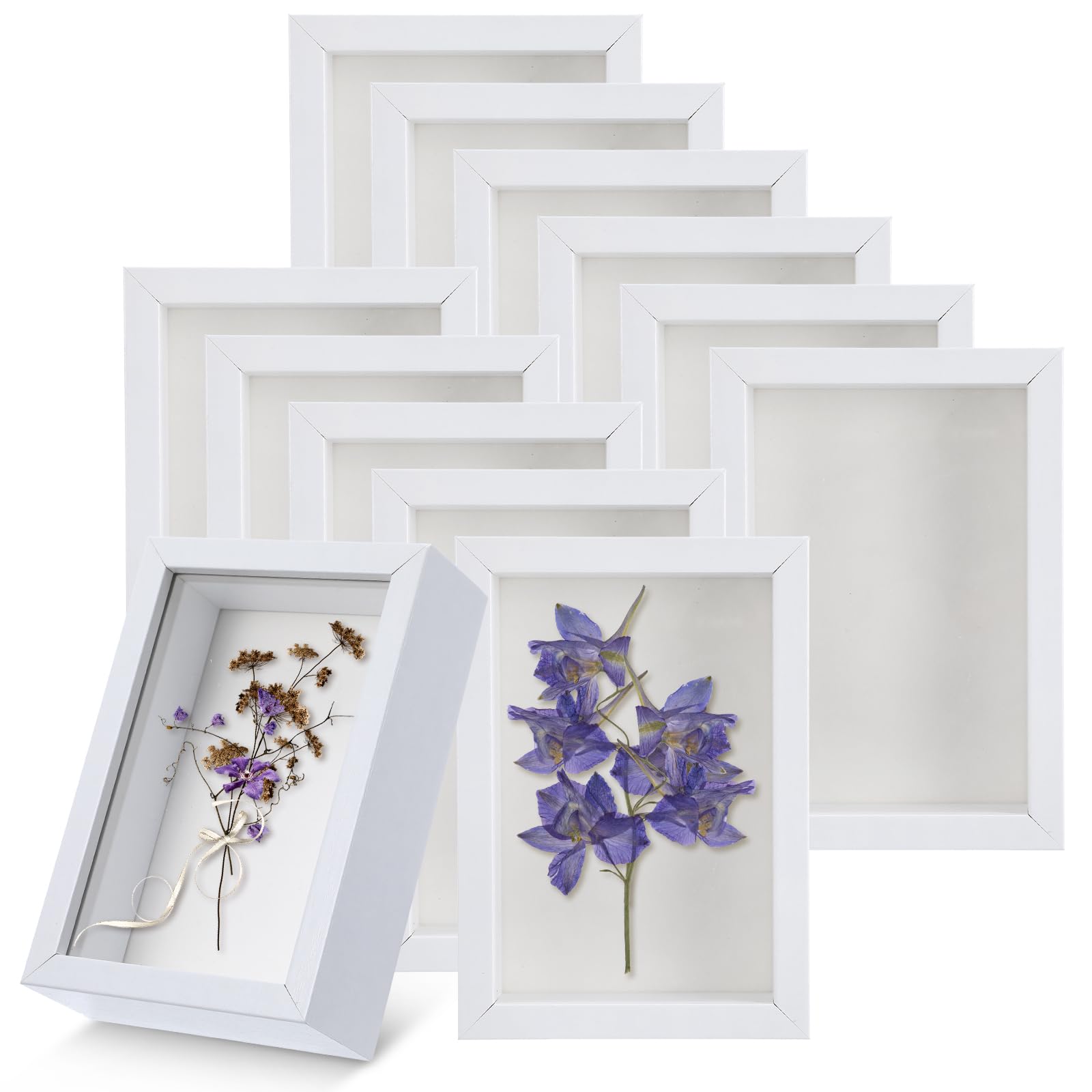 Photo 1 of 12 Pack 4 x 6 Inches Shadow Box Frame, Small Wood Frame Memory Display Cases,1.2in Depth Picture Frame Case for Dried Flowers, DIY Craft, Memorabilia, Medals and Photos