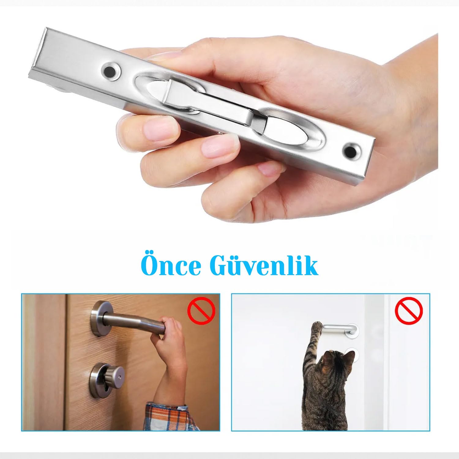 Paslanmaz Çelik 20 cm Gömme Kapı Sürgüsü Gizli Sessiz Çalışan Dayanıklı Kapı Kilitleme Mekanizması