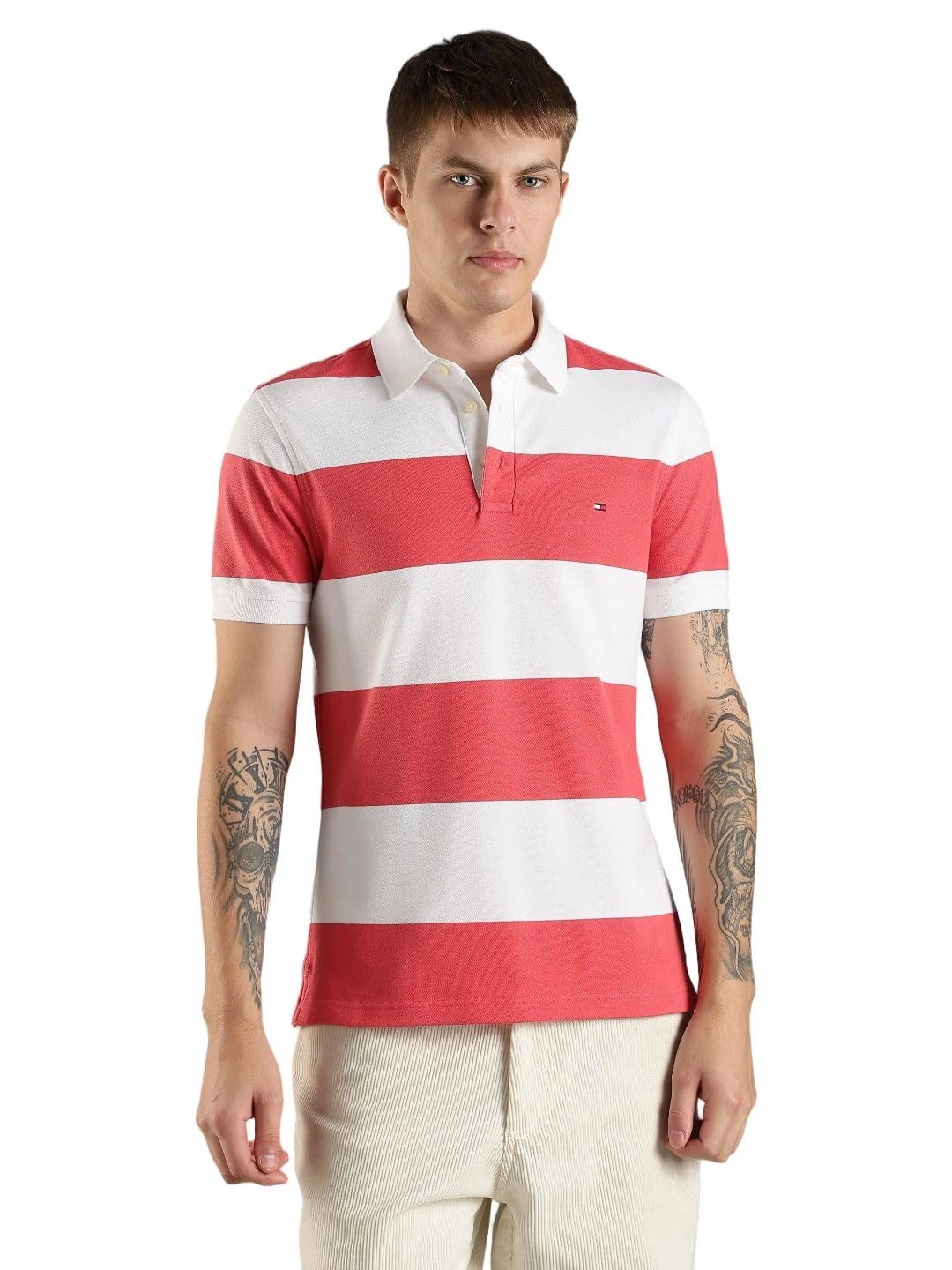 tommy hilfiger Striped Slim Fit Cotton Polo T-Shirt-picture-14