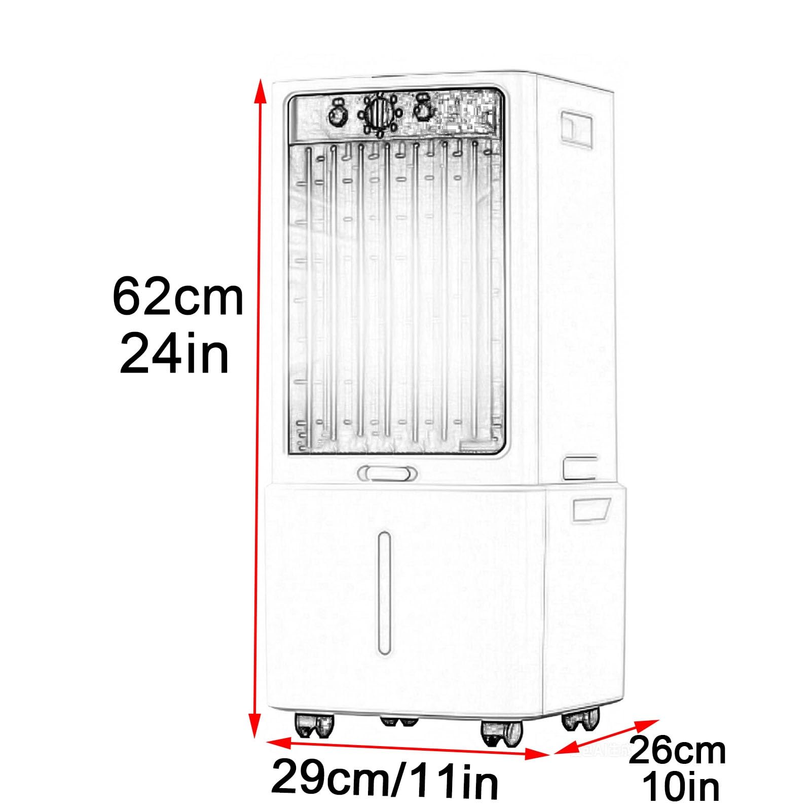Aire Acondicionado Sin Tubo con Ruedas, Depósito de 10 L, 3 Velocidades, Diseño Desmontable, Ventilador Aire Frio para Dormitorio y Oficina