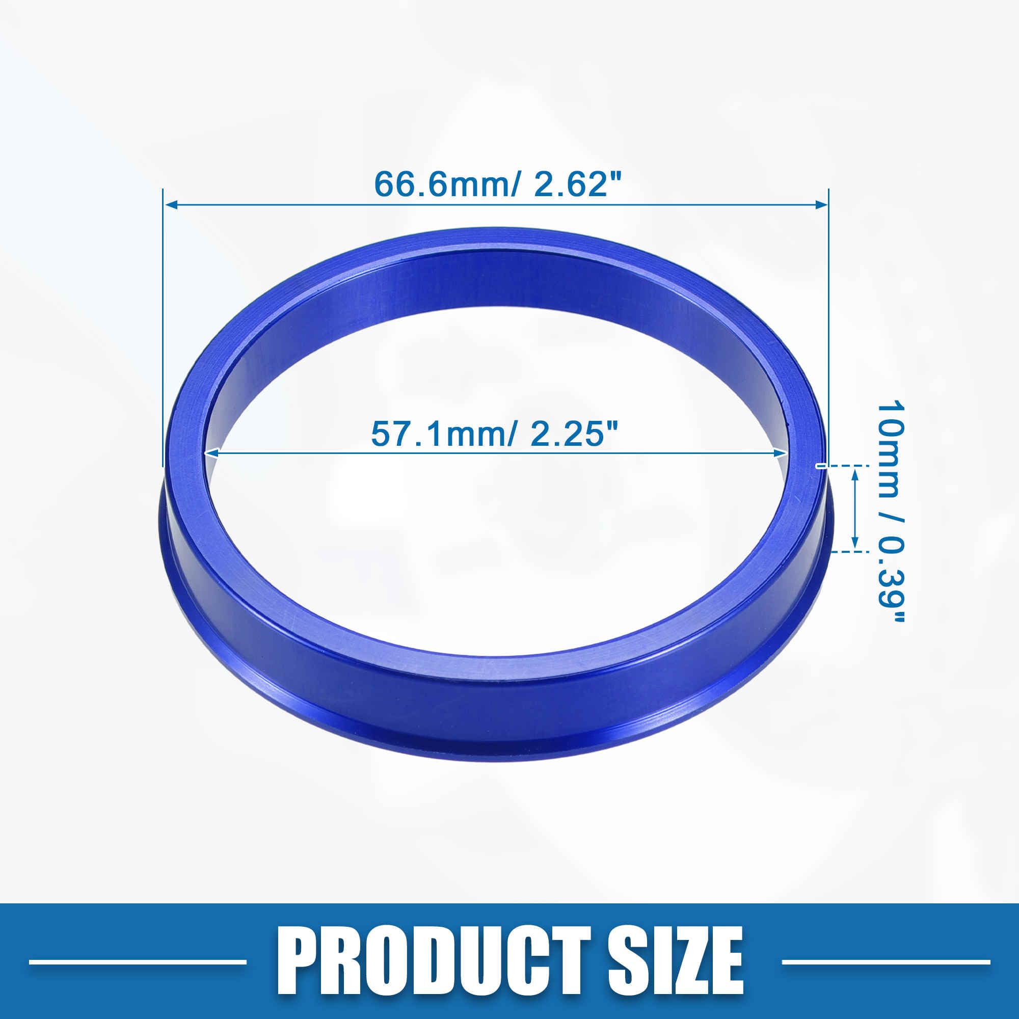 A ABSOPRO Set di 4 anellos centrici per cerchi auto OD 66,6 mm a ID 57,1 mm anellos centrici per cerchi in lega di alluminio blu