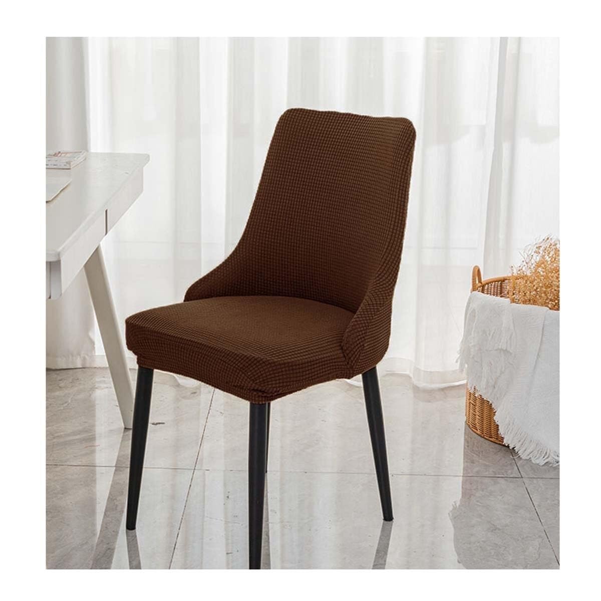 Housse de chaise extensible scandinave avec accoudoirs pour salle à manger et bureau, lot de 4 EE