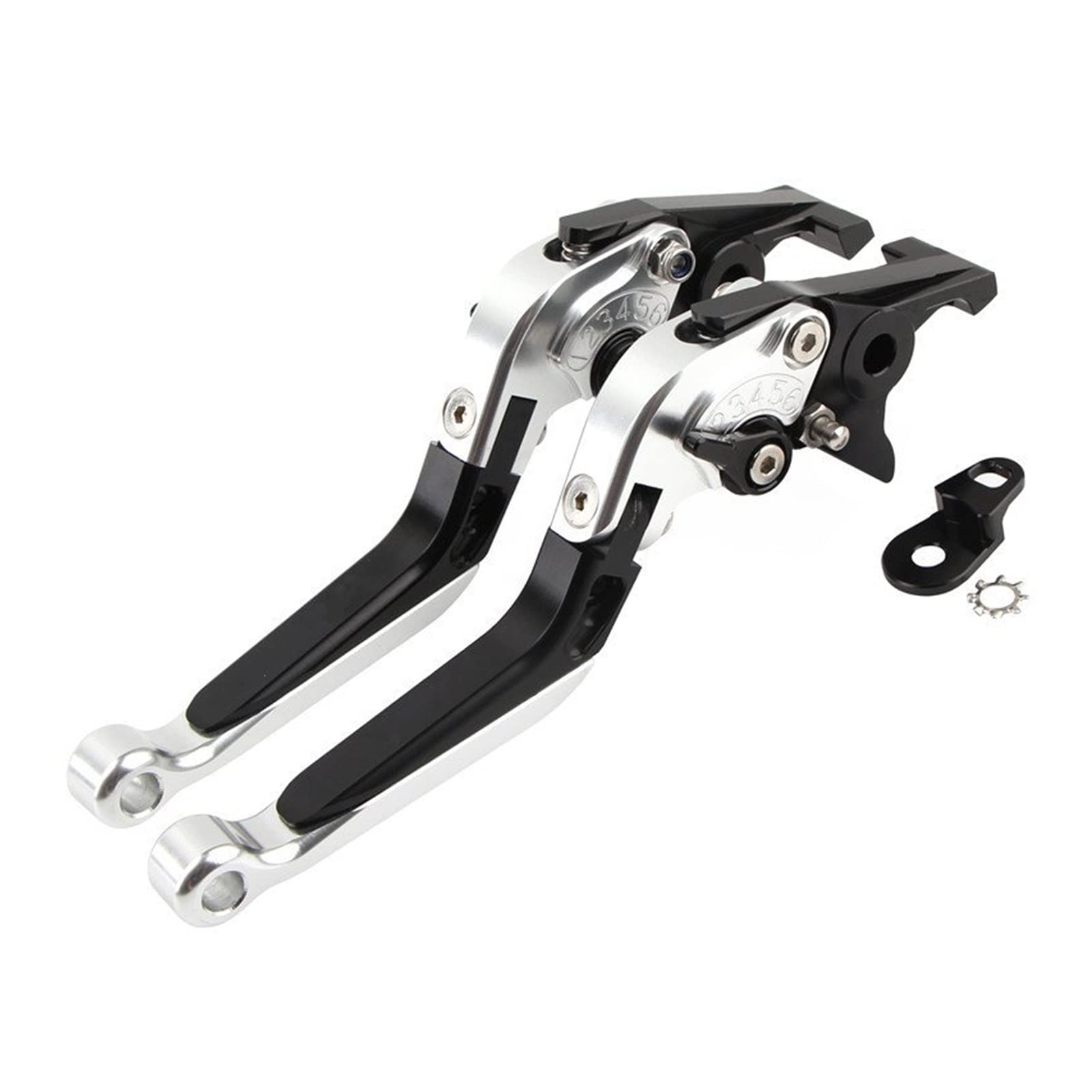 Levier de Frein Moto, Compatible avec Nmax155 Nmax 125 N-MAX125 155 Accessoires De Scooter Pliant Les Leviers De Frein À Gauche Gauche Gauche avec Fonction De Stationnement(Silver Black)