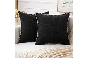MIULEE Farmhouse 18x18 Inch Black Throw Pillow Covers