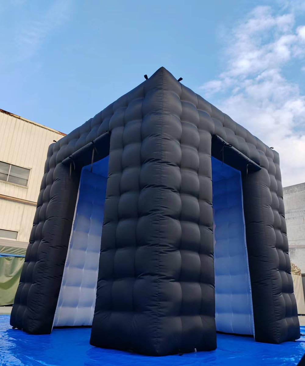 SAYOK 8.2x8.2x8.2ft Inflatable Photo Booth Backdrop, Black-White Photo Booth Enclosure Portable Inflatable Tent Photoshoot Background for Party Wedding Advertising Events