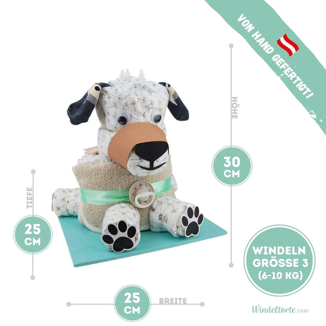 Hund mit Schnauze [TIERLIEBHABER] - Jungen & Mädchen - Neutral Unisex - Geschenk zur Geburt - Babyparty - Baby - Babyshower - Pullerparty - Babyartikel - Torte kaufen