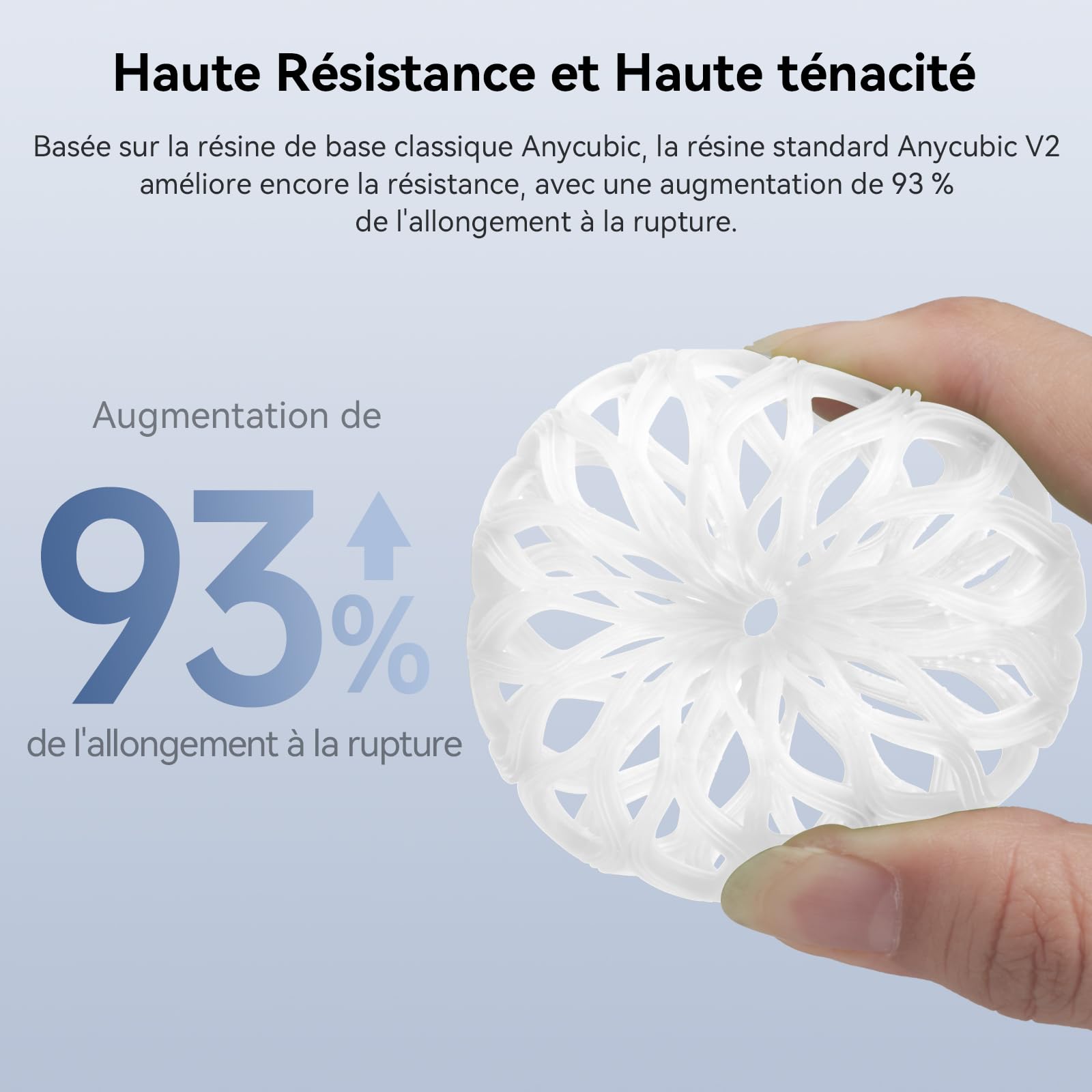 ANYCUBIC Résine Standard V2 Imprimante 3D Resine UV 405nm, Haute Résistance, Haute Ténacité et Faible Odeur, Résine Photopolymère pour l'Impression 3D LCD/DLP/SLA, Transparent 1KG