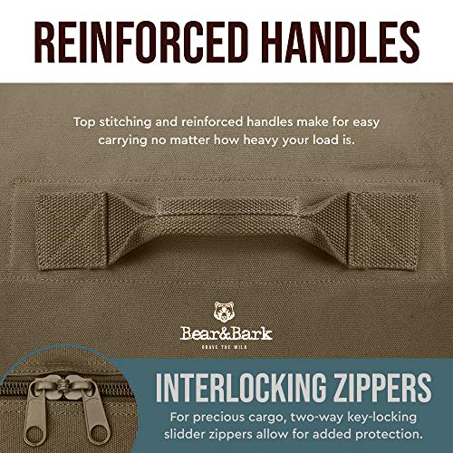 Bear & Bark Large Duffle Bag - Military Green 50"X20" - 257L - Canvas Military and Army Cargo Style Men/Woman Carryall Duffel - College Student, Backpacking, Gym, Travel Luggage, Storage Shoulder Bag3