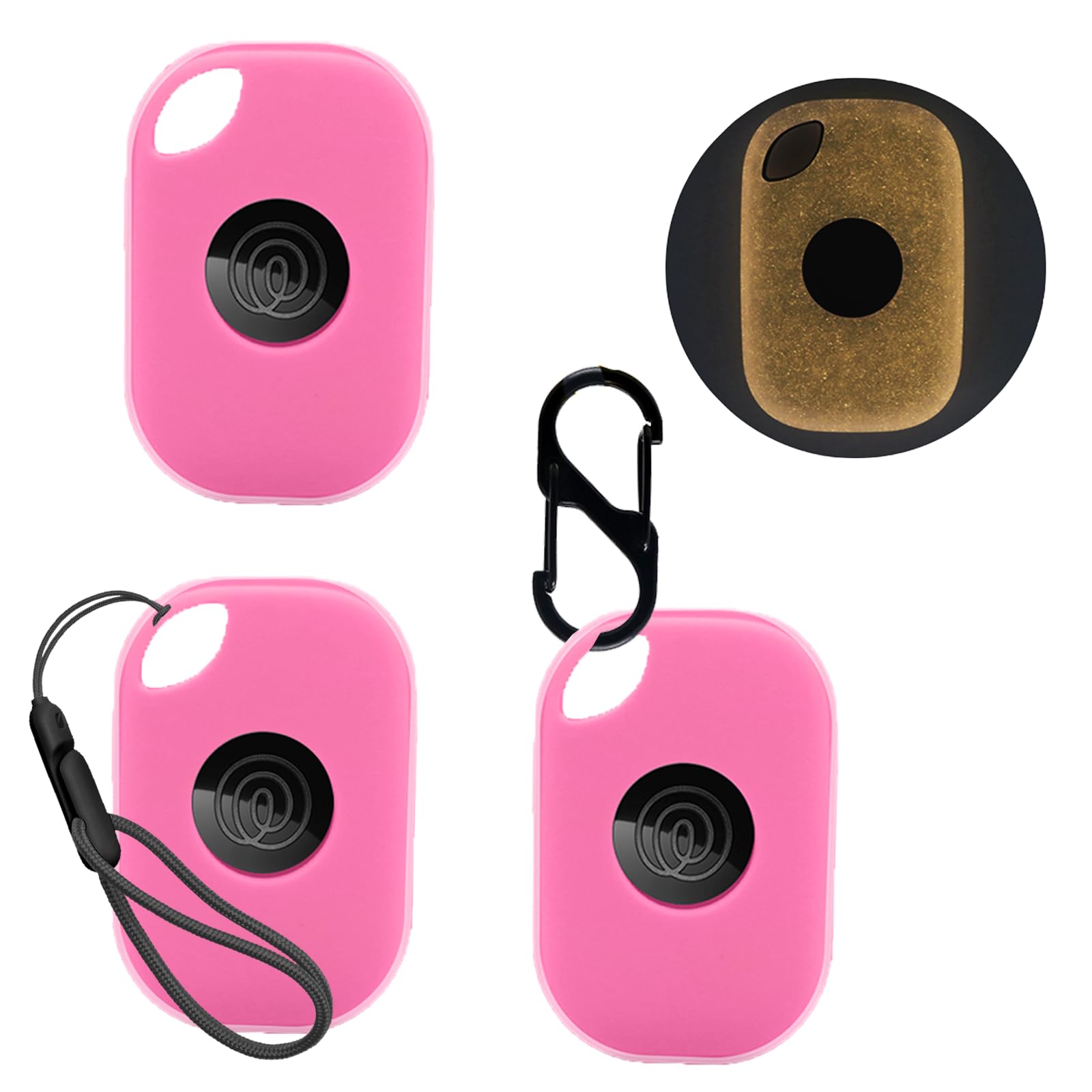 3pack Case for Tile by Life360 Pro (2024),Silicone Protective Cover(with Carabiner + Lanyard)Drop-Proof,Scratch-Proof,Shock-Proof,Protective Case for Tile Pro 2024 RE-61011 (Fluorescent Pink)