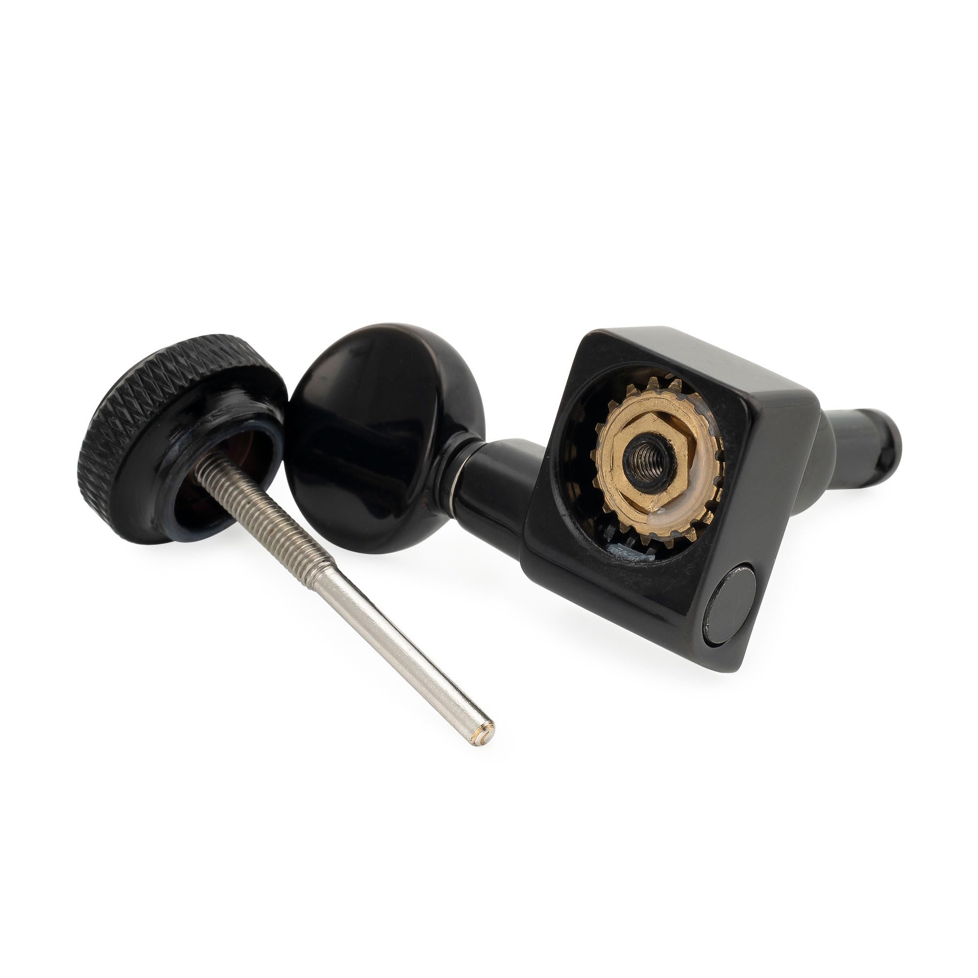 Musiclily Pro R18K 6 w linii 2-pin Klucze Blokowane Przełożenie 1:18 Gitaryowe Tuner Blokujące Kołki do Strojenia z Przyciski Owalny Vintage do Gitary Elektrycznej Fender Strat Tele, Czarny