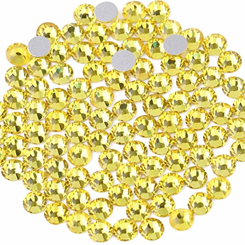 Image of Beadsland 2880pcs Flat Back Crystal Rhinestones Round Gems for Nail Art and Craft Glue Fix,Lemon Yellow,SS6,1.9-2.1mm | Flatback Glass Gems, 1.9-2.1mm, for Nail Art Craft, Glue Fix,Citrine