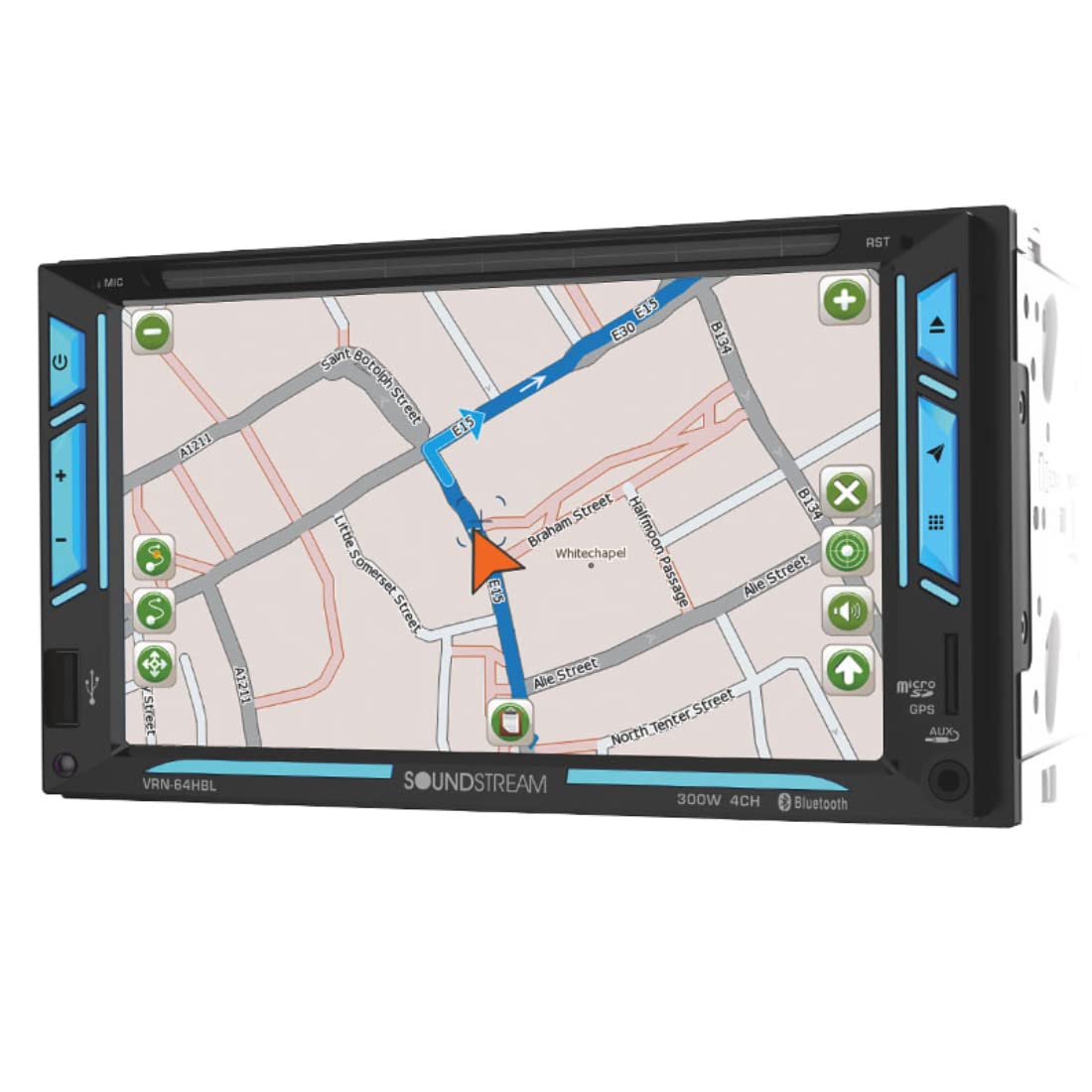 Soundstream VRN-64HBL - 6.2 Inch Navigation Bluetooth Double Din Car Stereo, Adroid Phonelink GPS AM/FM Car Radio Receiver with DVD/CD USB/SD Media Playback