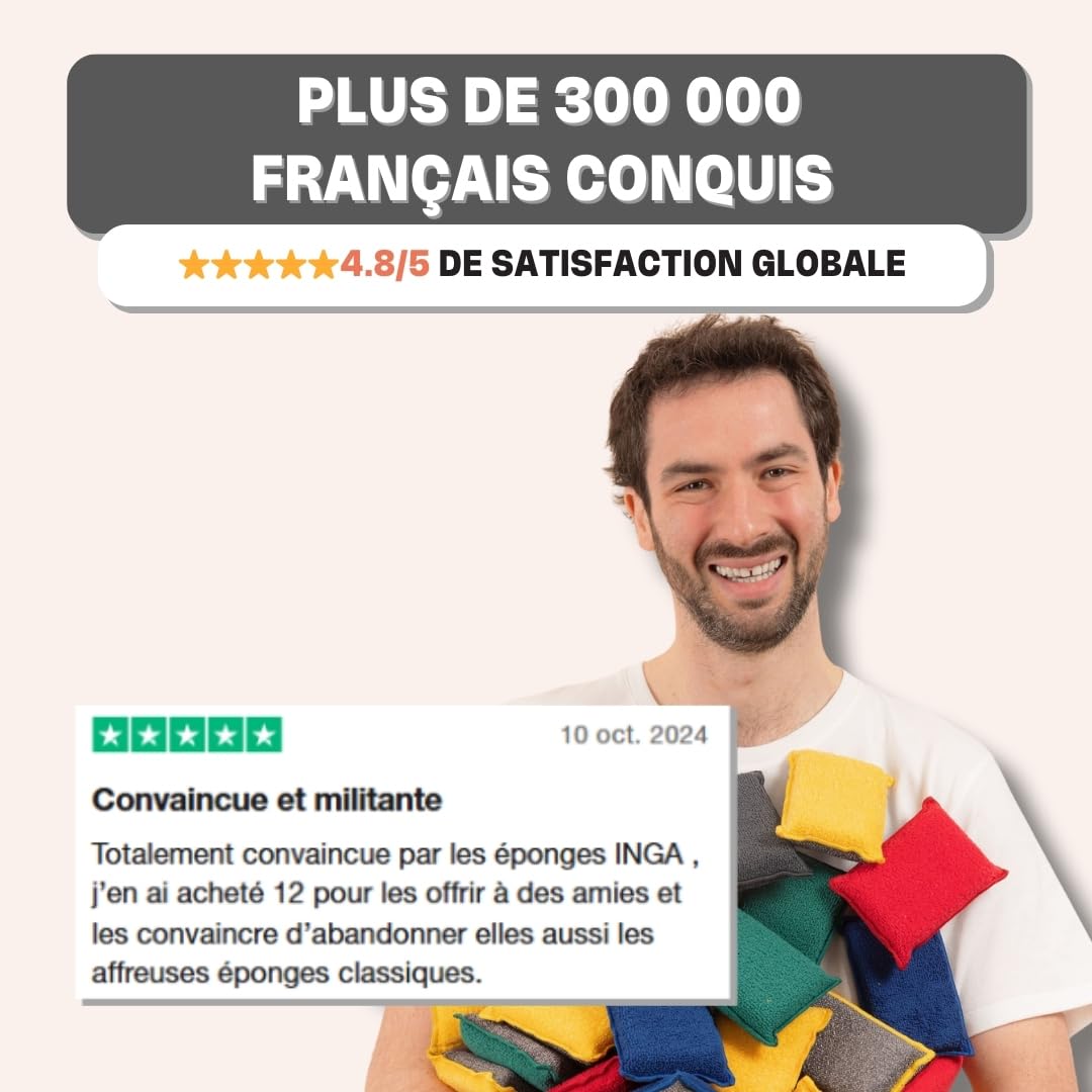 Eponges Réutilisables Lavables INGA 2 Pièces Fabriqué en Europe