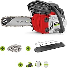 GREENCUT GS245X-10 - Motosierra de gasolina, motor térmico 2 tiempos 24.5cc, potencia 1.4cv, espada 10”, corte 25.4cm, par...