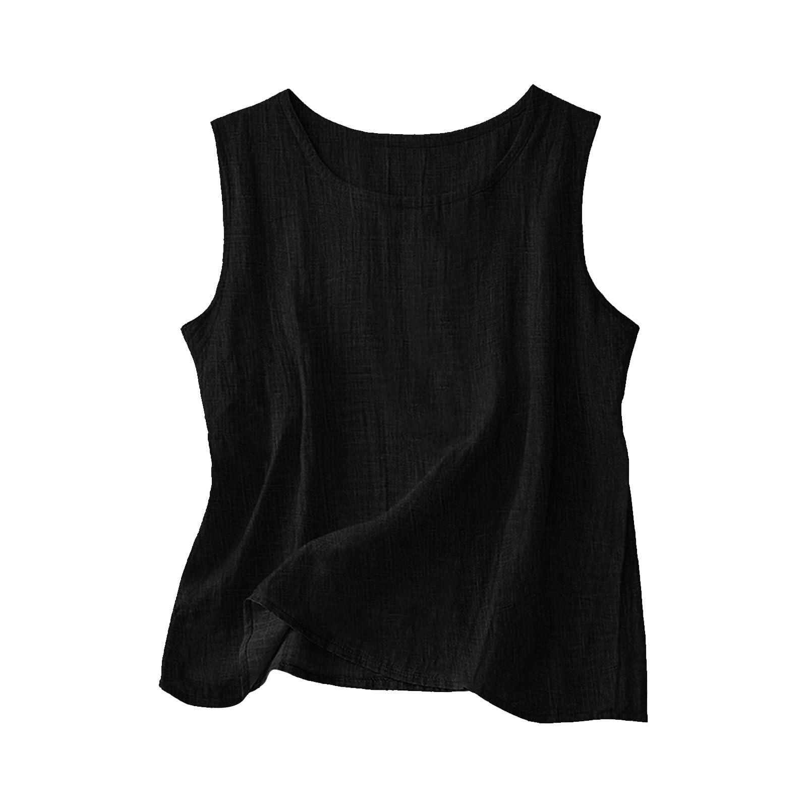 Linen Shirts for Women Linen Crewneck Tank Tops 2026 Spring Summer Beach Sleeveless Tops 2026 Fashion Vacation Shirts