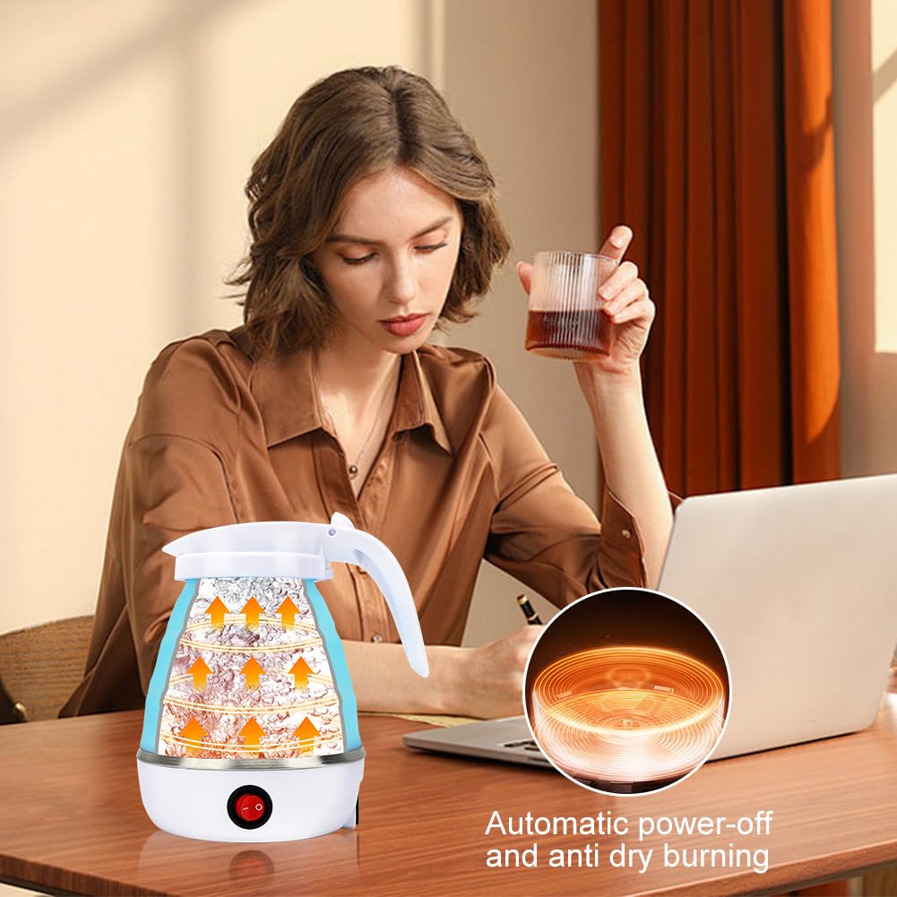 600Ml Bouilloire Électrique Pliable Avec 2 Tasses Pliables Bouilloire Portable Pour Eau Chaude