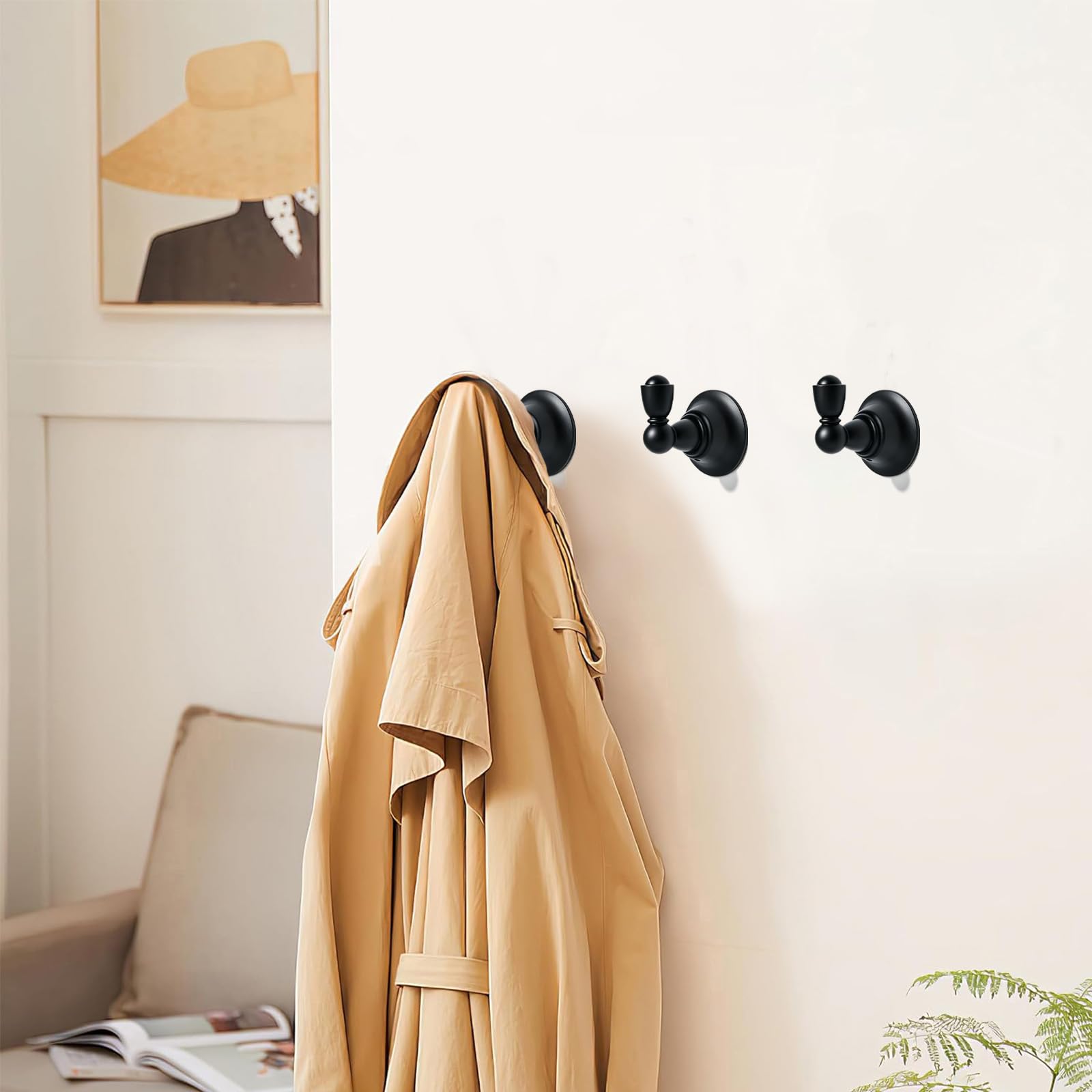 KHTUMEWARE-170372 Matte Black Coat/Robe Hooks 2-Pack in Matte Black — KHTUMEWARE