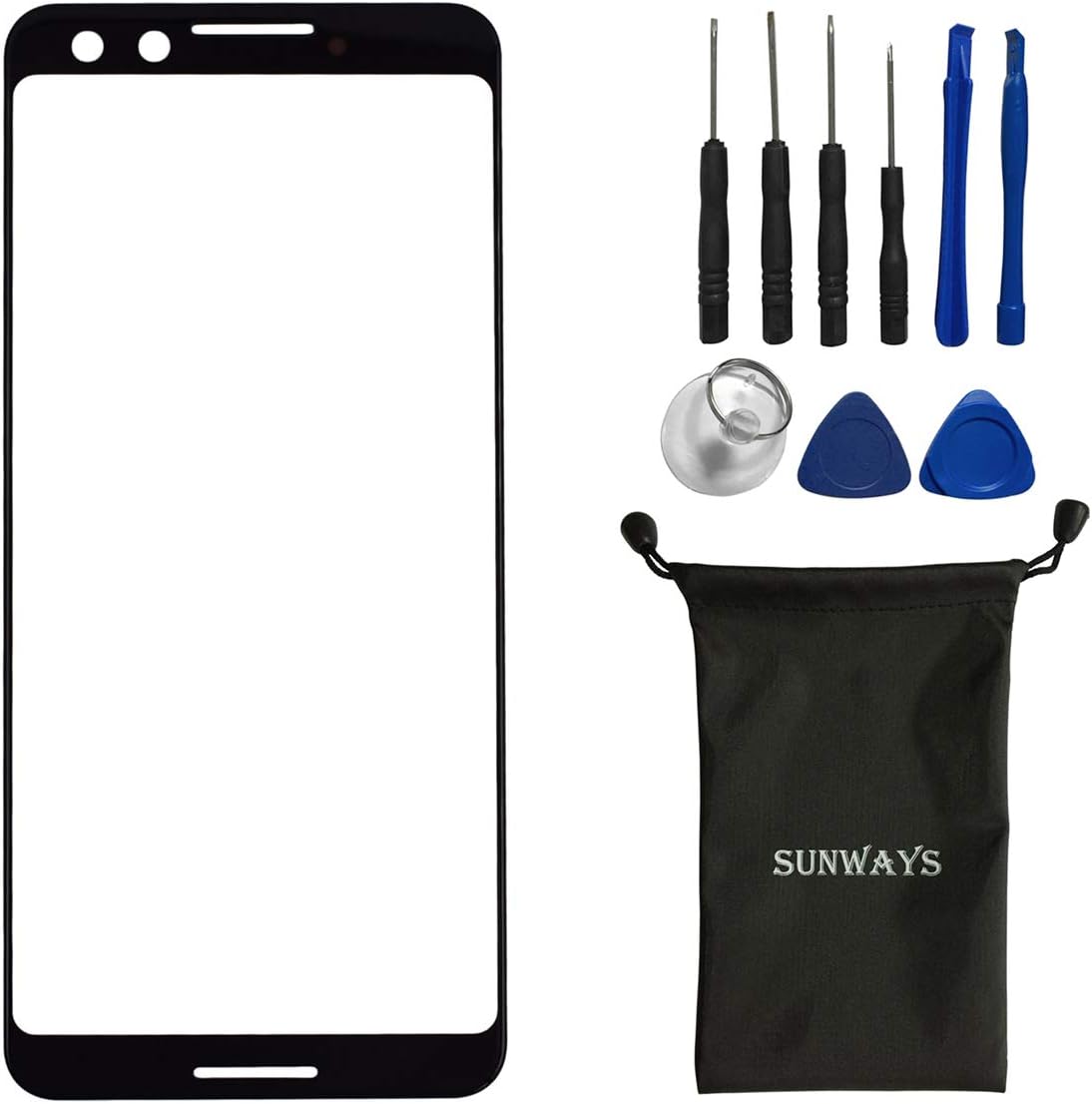 Sunways Outer Glass Screen Replacement for Google Pixel 3 Pixel 3 Black