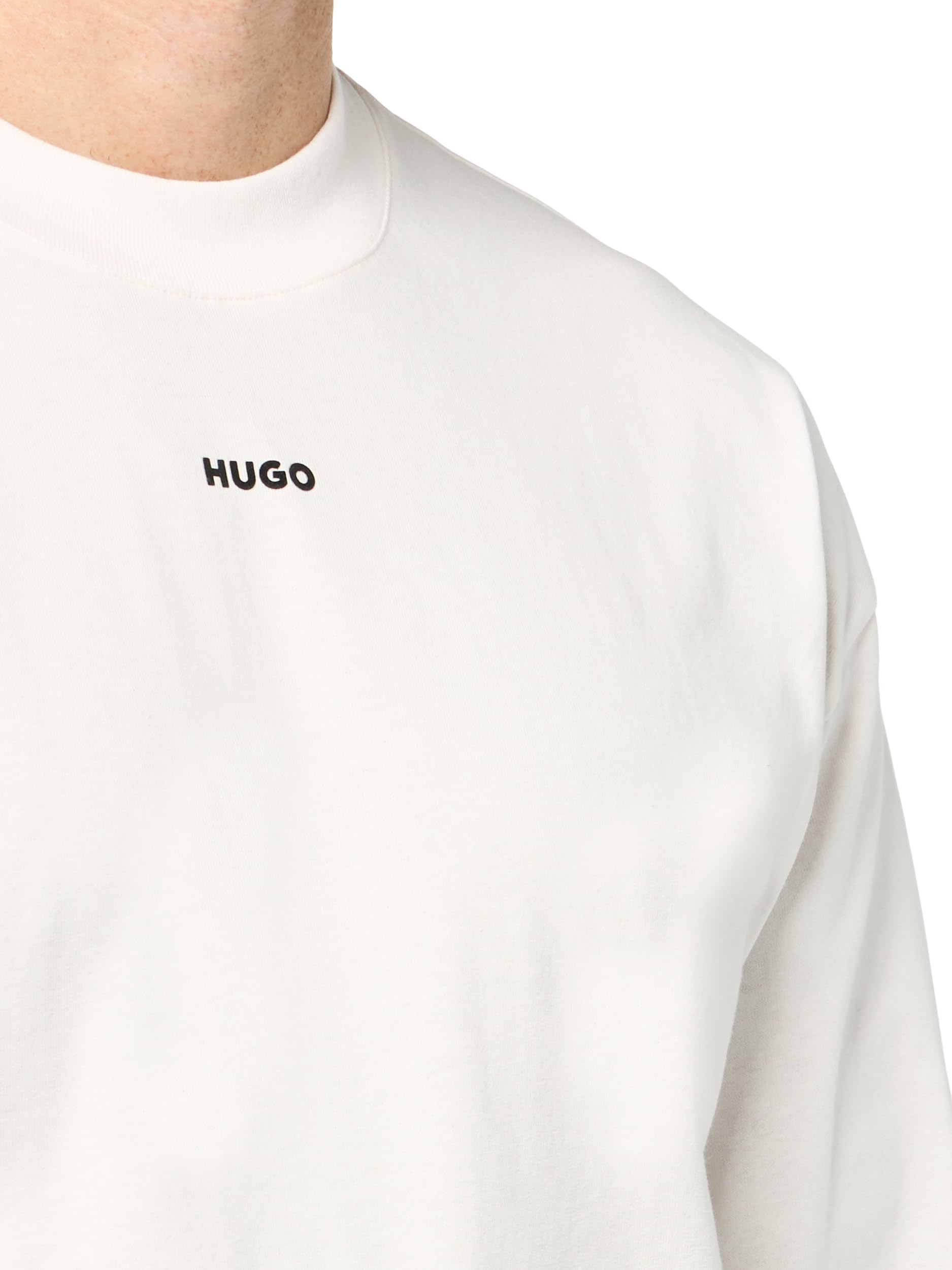 Hugo Mens Center Logo Mock Neck Long Sleeve Shirt