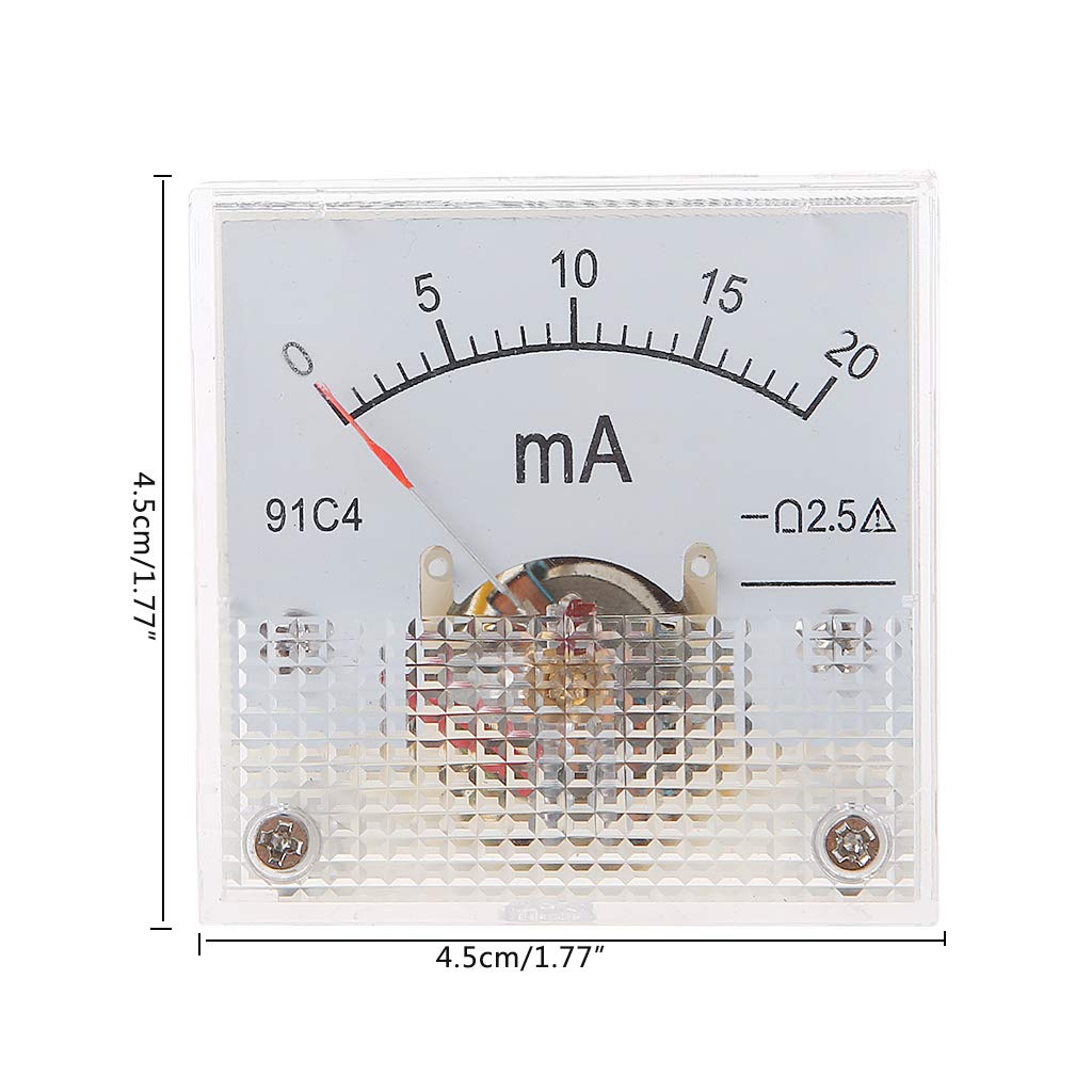 91C4 amperomierz DC analogowy licznik prądu panel mechaniczny wskazówka typ 1/2/3/5/10/20/30/50/100/200/300/500mA A (20mA)