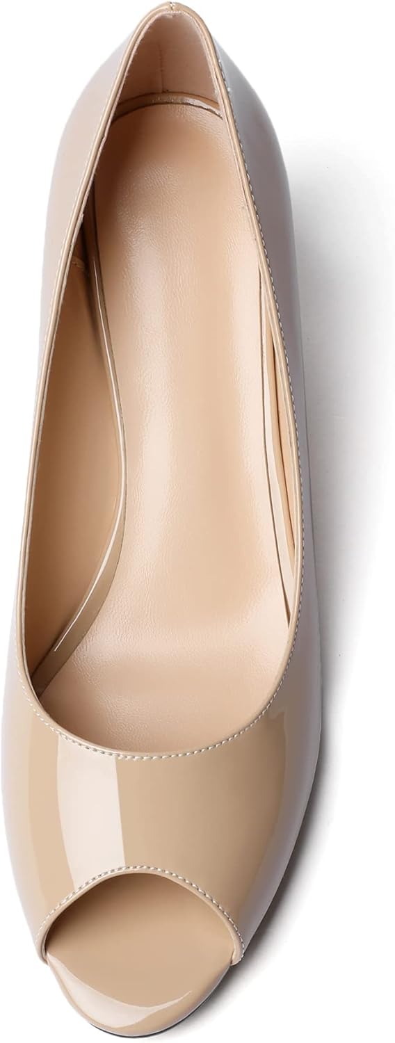 YODEKS Women's Peep Toe Wedge Sandals Low Heel Pumps Open Toe Heeled Sandals Shoes - Image 3