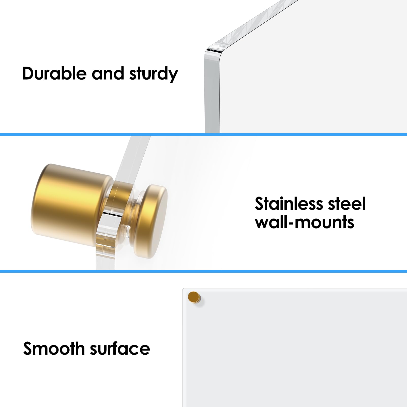 MaxGear Acrylic Dry Erase Board, 16''x12'' Wall Hanging White Board, Non-Magnetic Floating Dry Erase Board Frameless Whiteboard with Marker Holder, Markers and Eraser, for Office, School, Restuarant