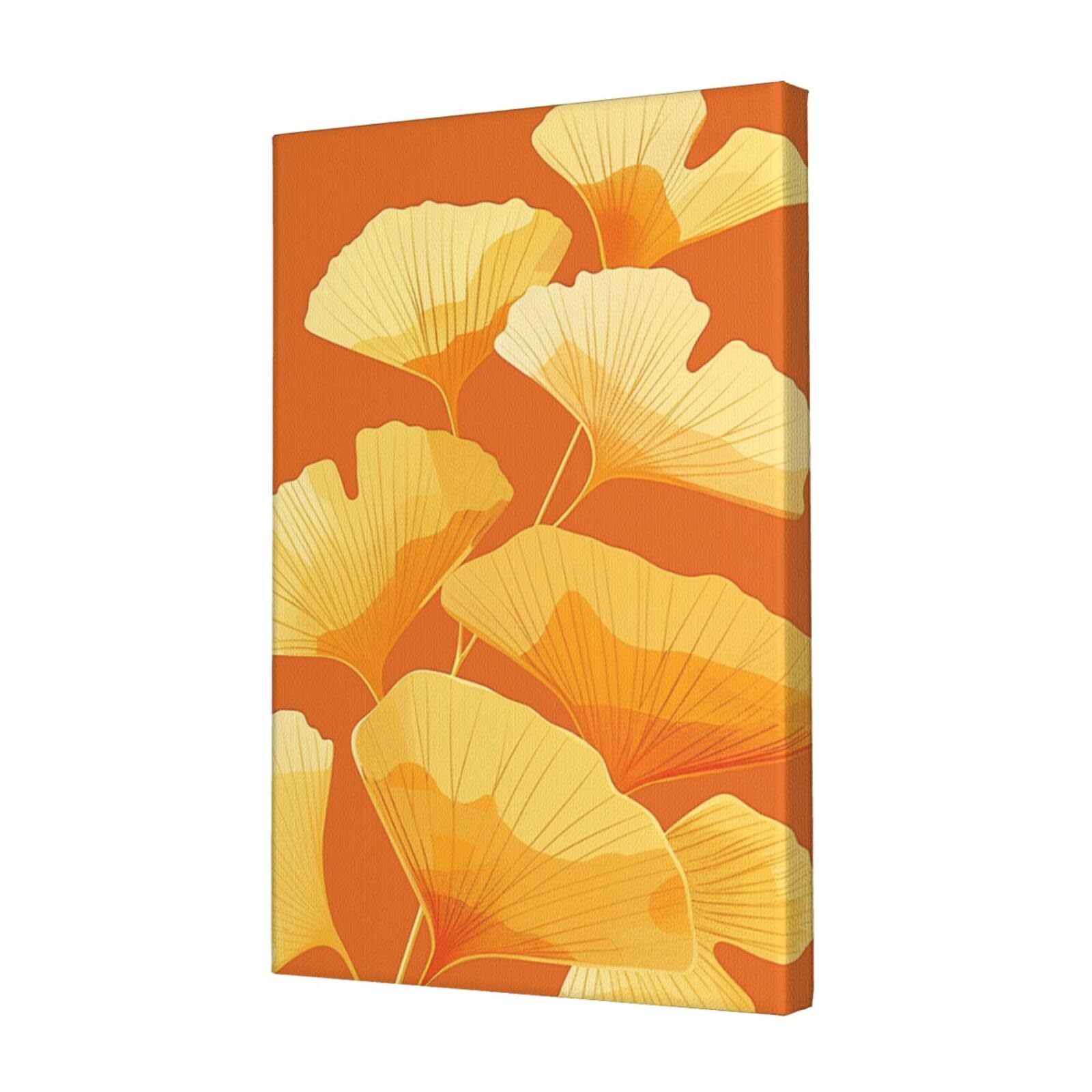 KLOPH Ginkgo Leaf Art Canvas Wall Art for Living Room 12"x18" Modern Artwork Painting for Bathroom Hanging Canvas Prints Aesthetic Wallart for Bedroom Kitchen Office Wall Decor