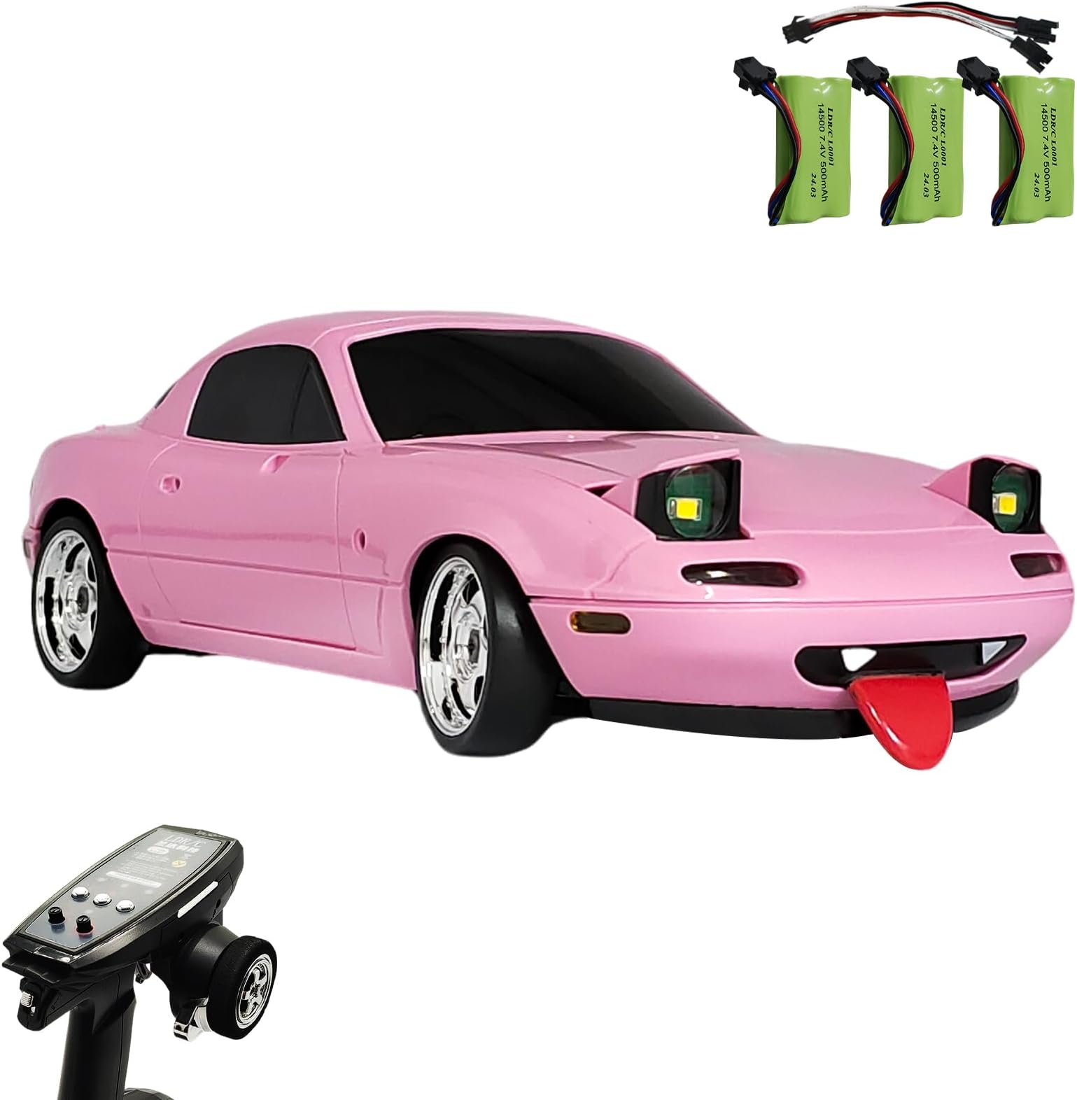 Skymaker LD1804 1/18 Mini Mazda MX-5 Model 2.4G RWD Drift Car Miata LDRC Drift Car for Adults with 3 Batteries ESP Gyroscope LED Light (Pink)