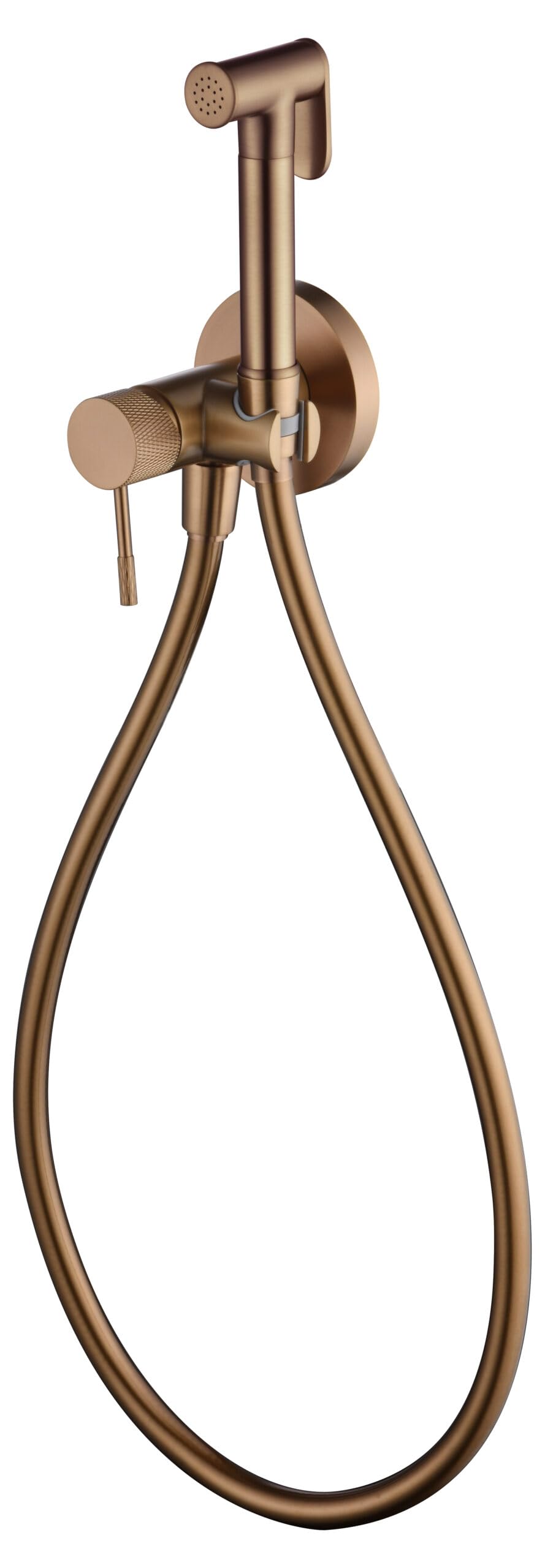 IMEX - Ducha Bidet Agua Fría y Caliente Color Oro Rosa Cepillado | Grifo Bidet Empotrado para WC | Ducha Higiénica Monomando para Inodoro | Grifería Sustituto de Bidé | Serie Line