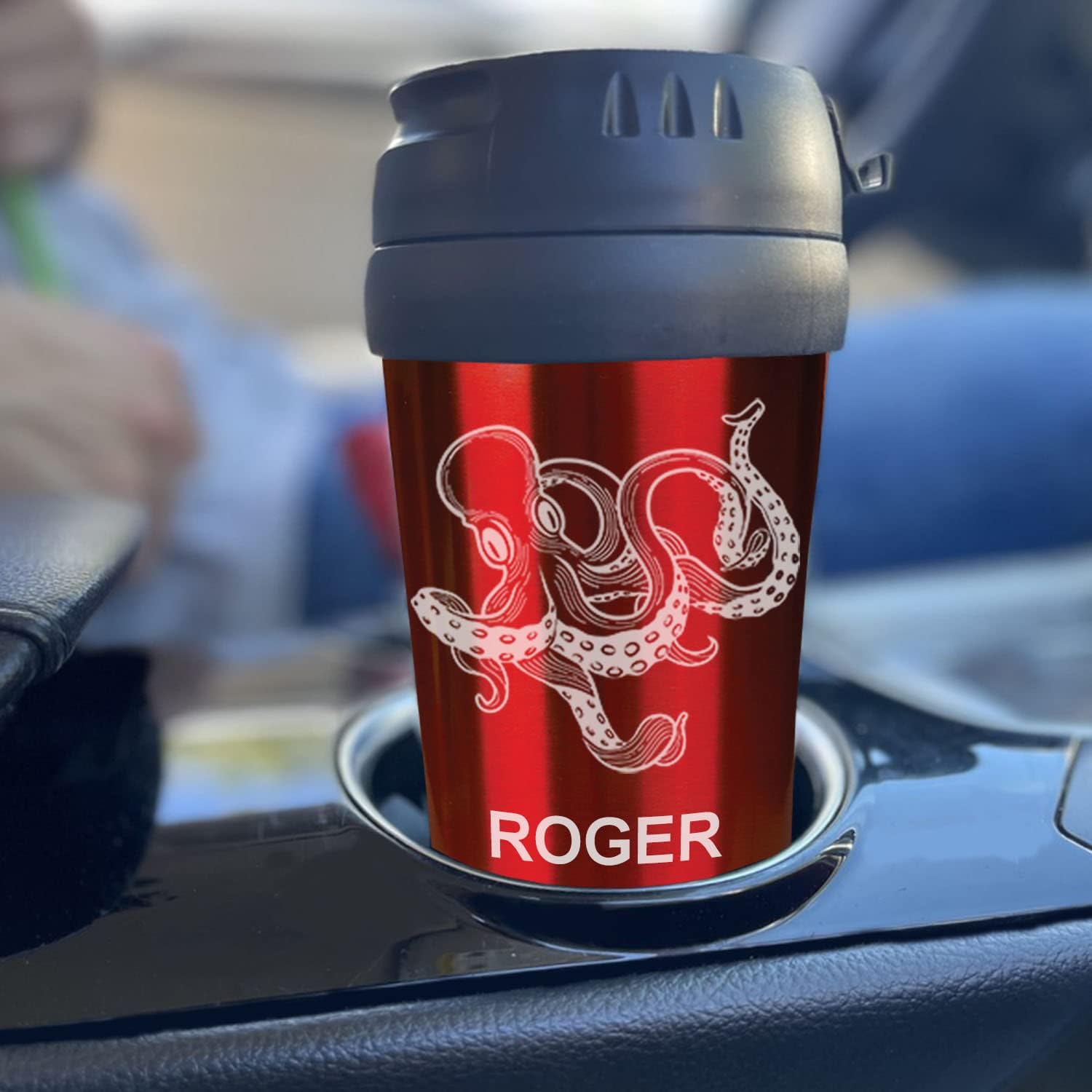 LaserGram 16oz Coffee Travel Mug, Freemason Symbol, Personalized Engraving Included (Red)
