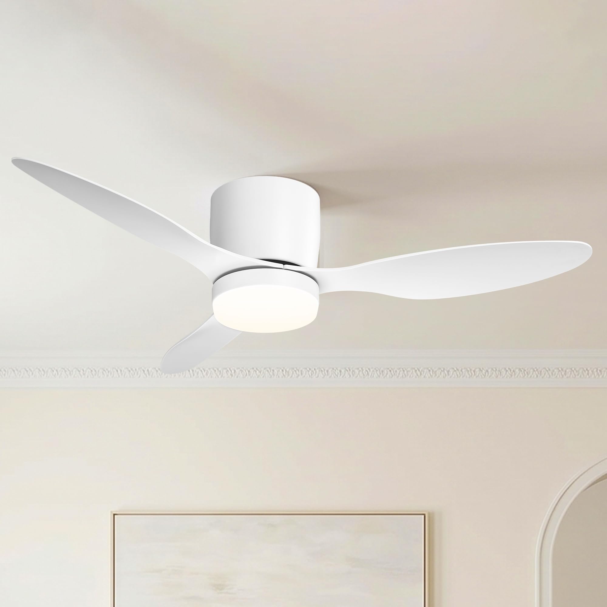 Parrot Uncle Ventilador de Techo ABS con Luz LED 24W, Mando a Distancia, 6 Velocidades, Ultra silencioso, 3 Aspas 106 cm de Diámetro, Función Verano-Invierno, Temporizador, Blanco