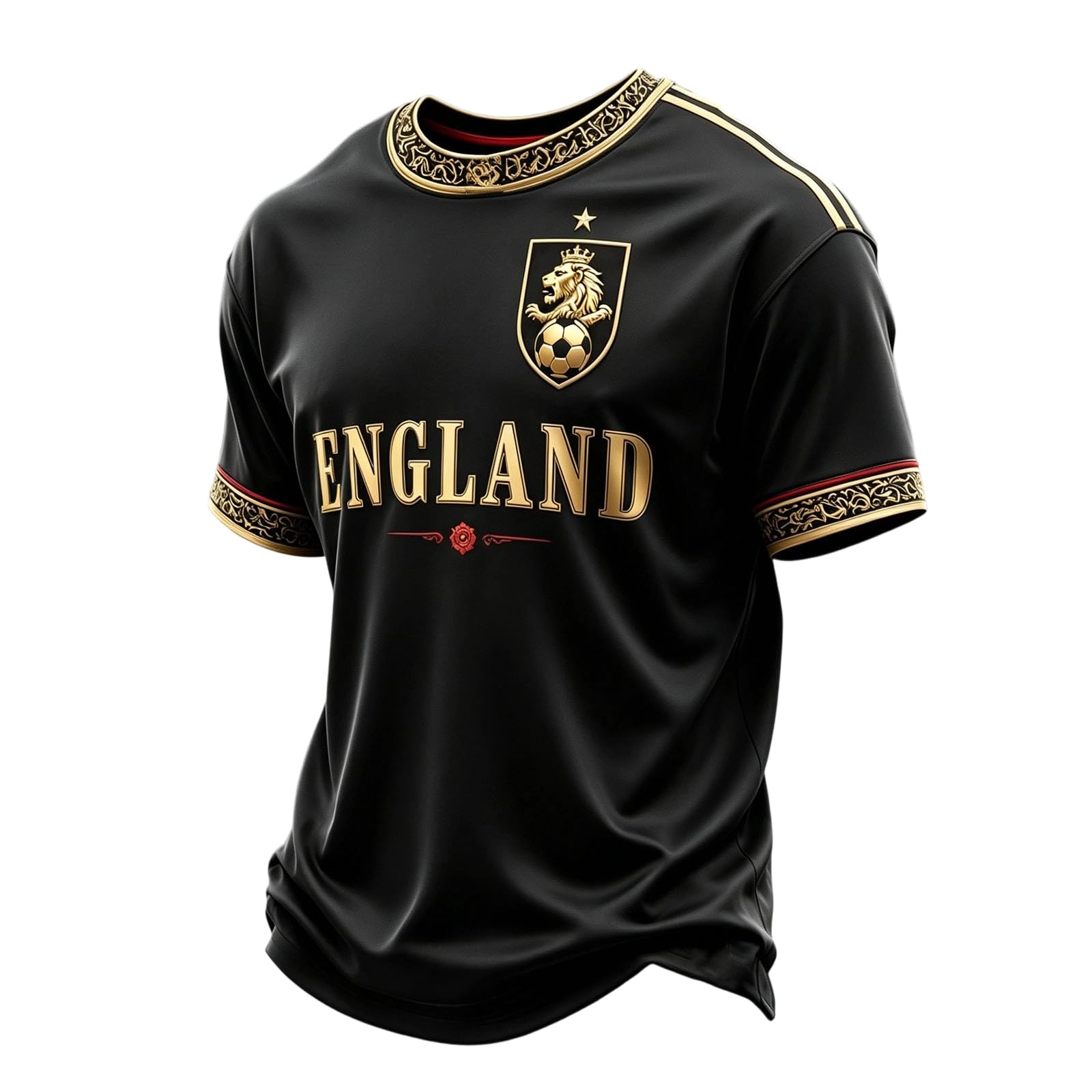 Mens Football Shirts Men's England Soccer Retro Tops Vintage Breathable Short Sleeve T Shirt Crew Neck Fan Apparel for Game Day or Daily Wear 02-Black L