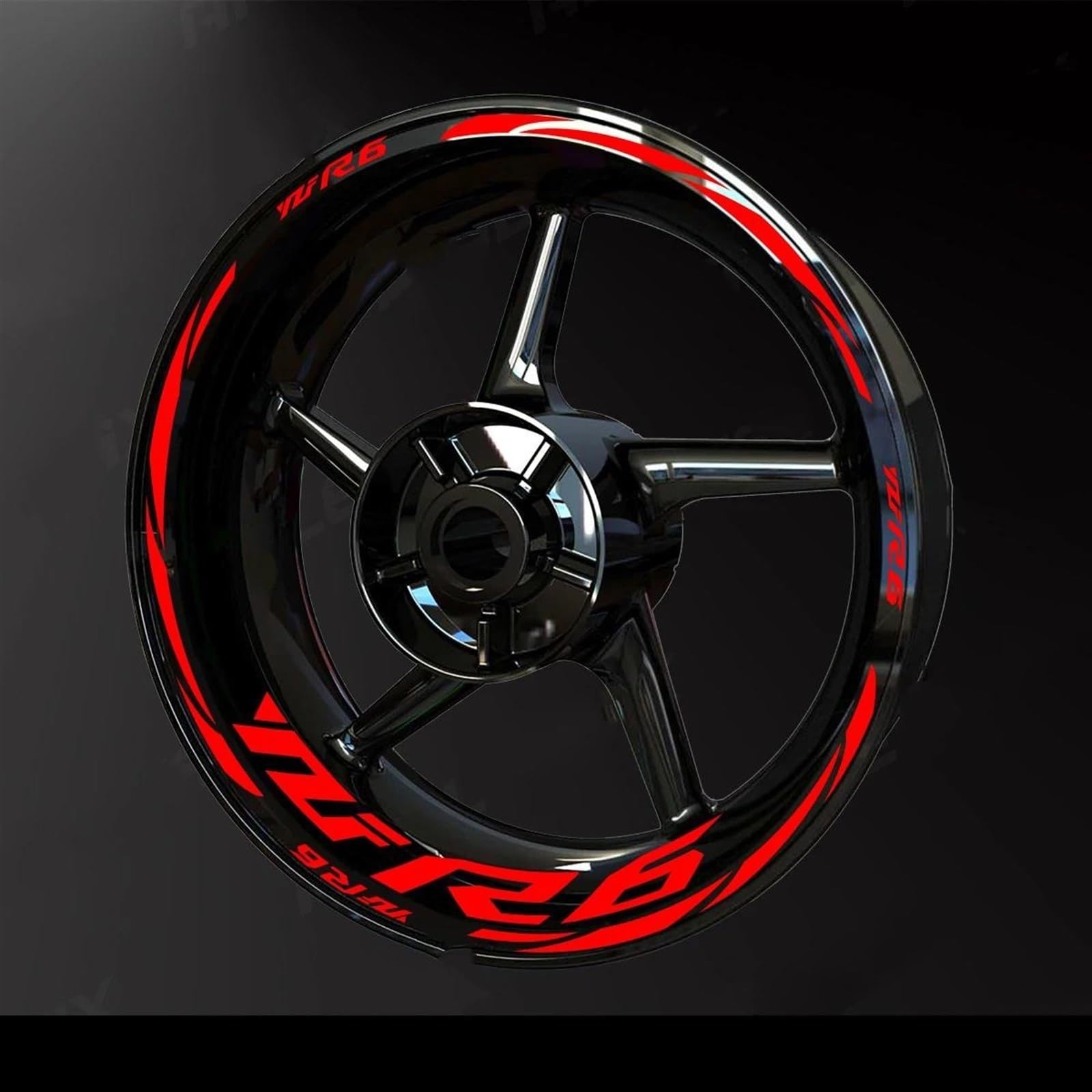 Motorcycle Accessories Wheel Stickers Reflective Rim Motorbike Waterproof Decals for Yamaha YZF R6 2017-2022(Color1)