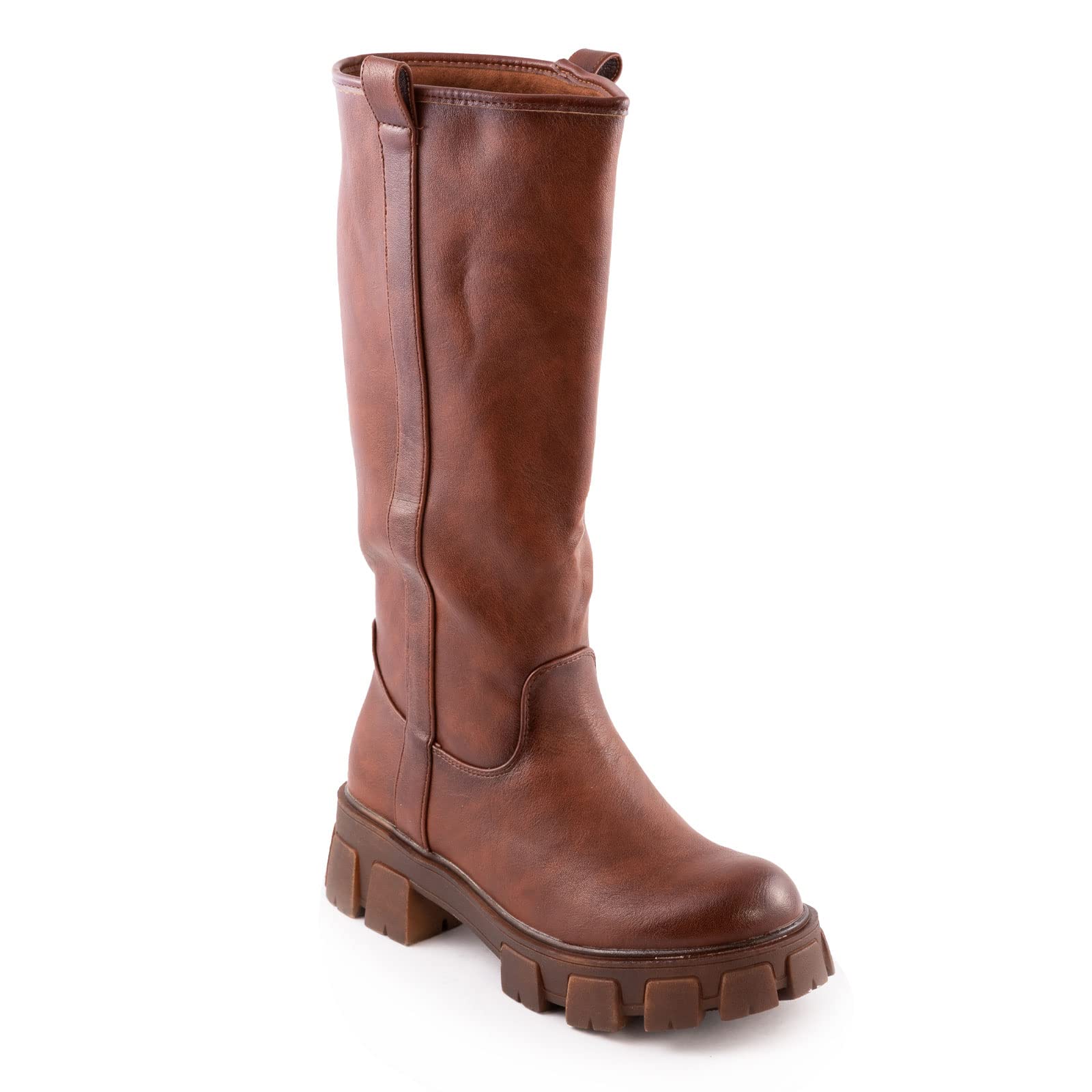Toocool Bottes de moto pour femme motard bottes d'hiver chaussures décontractées YG882, marron, 37 EU