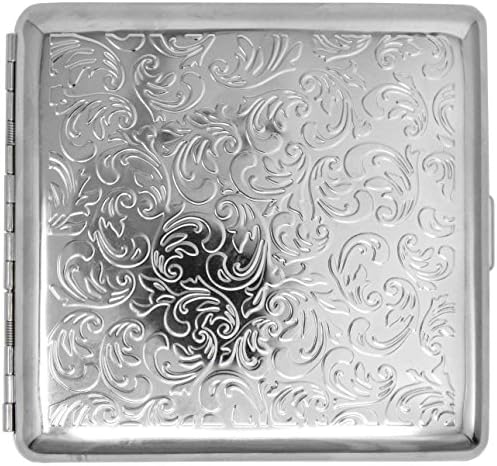 Silver Victorian (Full Pack Kings) Metal-Plated Cigarette Case & Stash Box