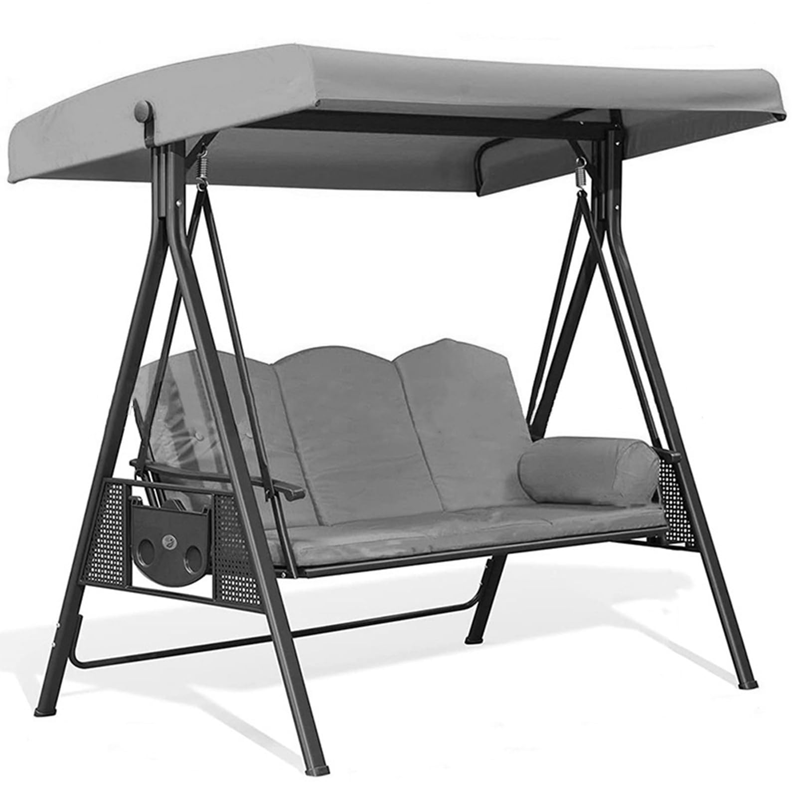 Replacement Canopy for Swing Seat 3 Seater Garden Hammock Cover, 210D Oxford Cloth Patio Swing Top Cover with 4 Reinforced straps - UV Protection (Grey-191x120x20cm)