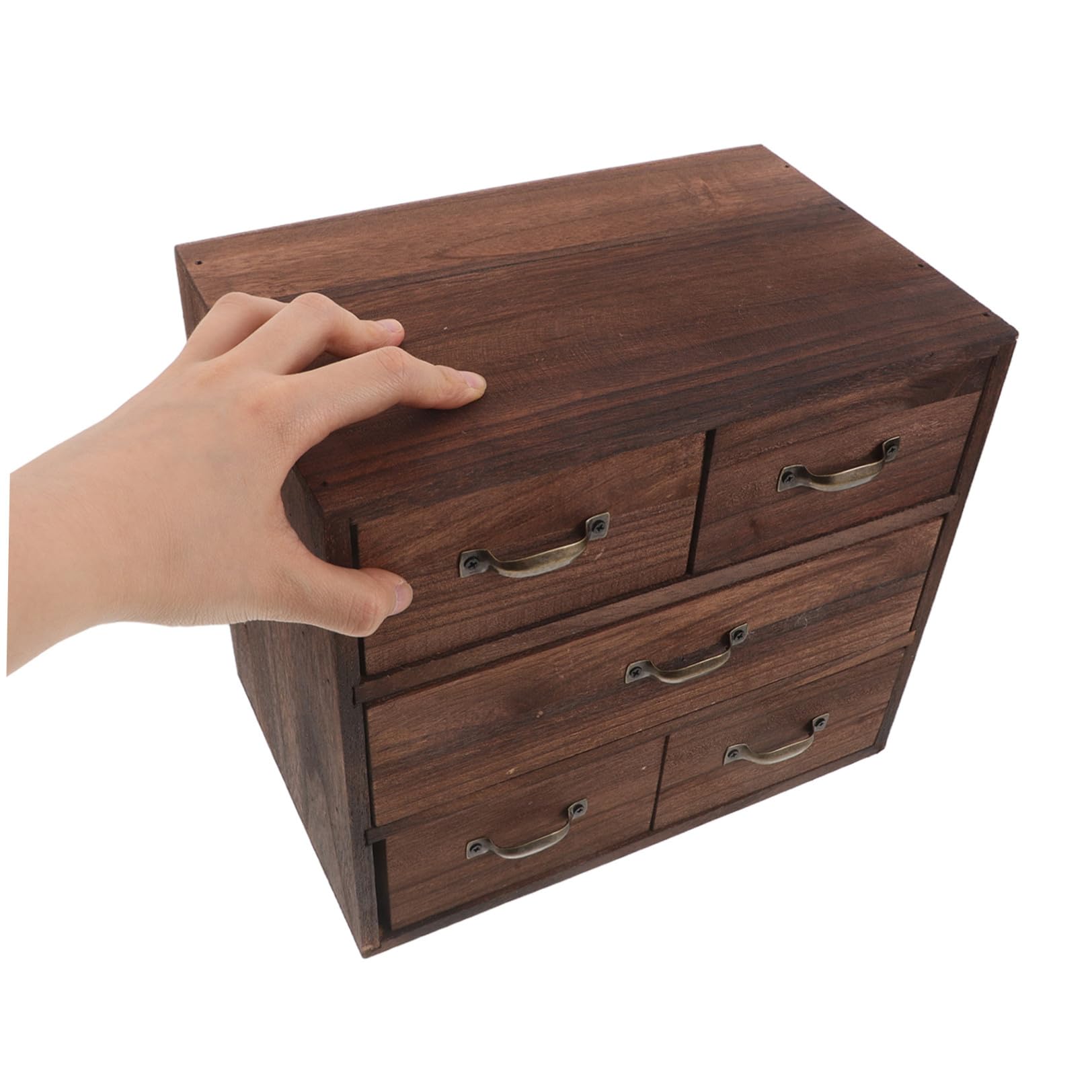 Organizzatore da Scrivania in Legno e Metallo con 5 Cassetti Multilivello per Ufficio e Camera, Design Salvaspazio e Moderno per Arredamento Naturale