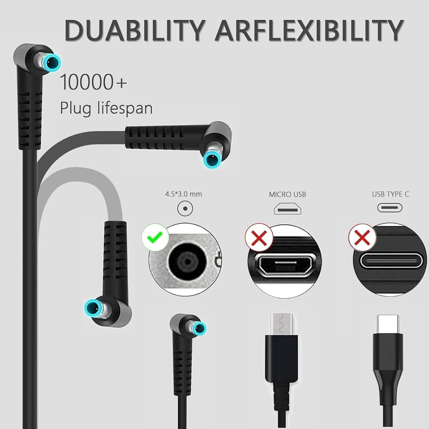 Laptop Charger Compatible with HP Laptop Computer 65W 45W Smart Blue Tip Power Adapter image 3 of 7 B0FF22W79F