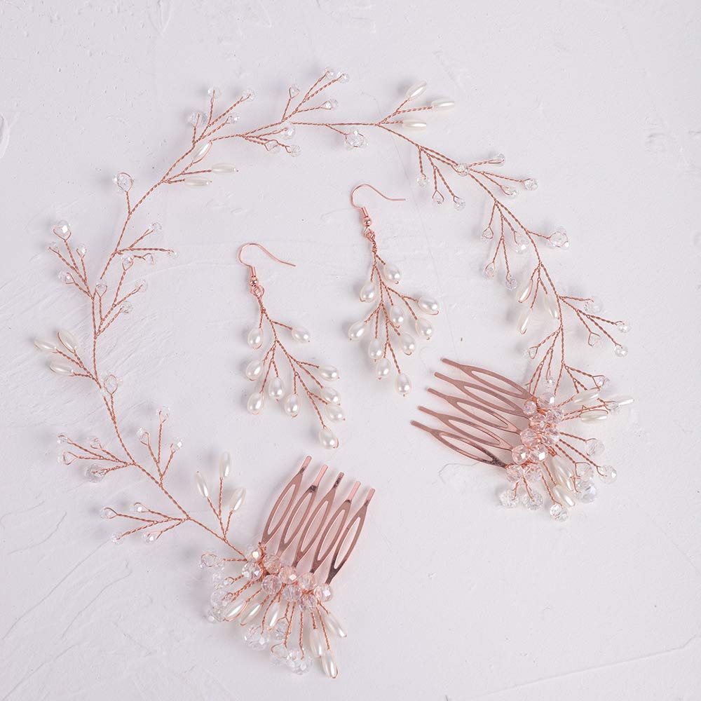 Amazon.com : Fxmimior Bride Crystal Hair Vine & Earrings Set  display picture 2