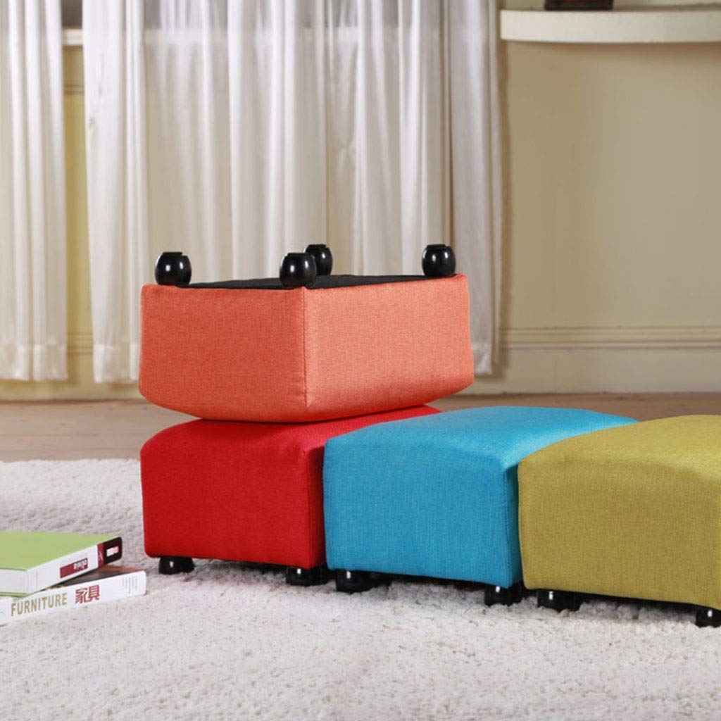 Tabouret carré de salon gzz, repose-pieds en tissu de lin pour chambre chaleureuse