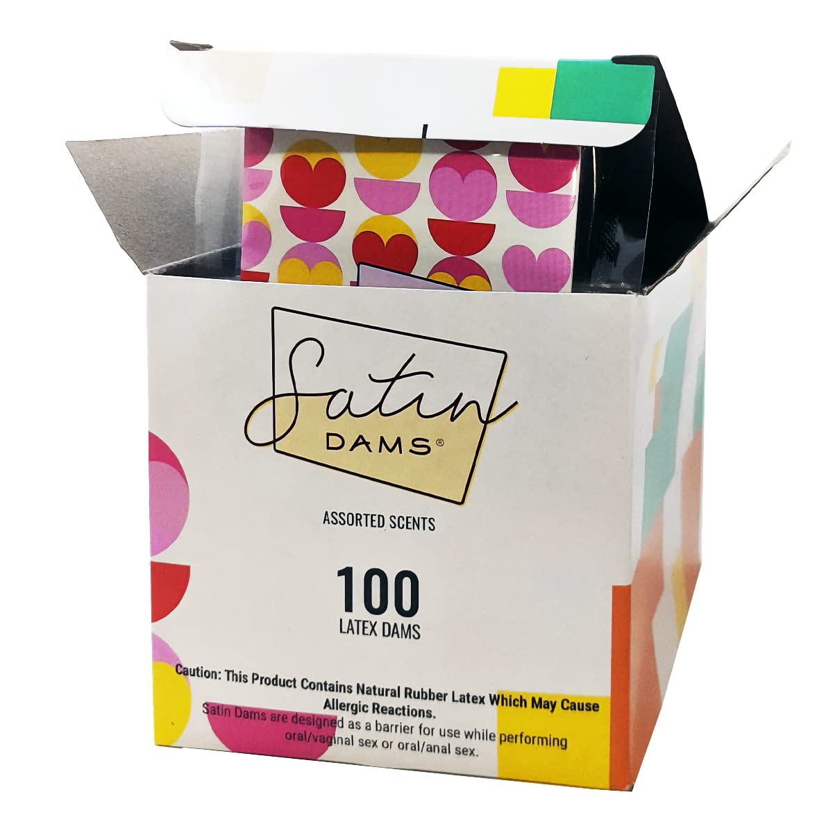 Satin Dams® Box of 100 Assorted Latex Oral Dams Grape, Strawberry, Vanilla and Satin Dams® Box of 100 Assorted Latex Oral Dams Grape, Strawberry, Vanilla and