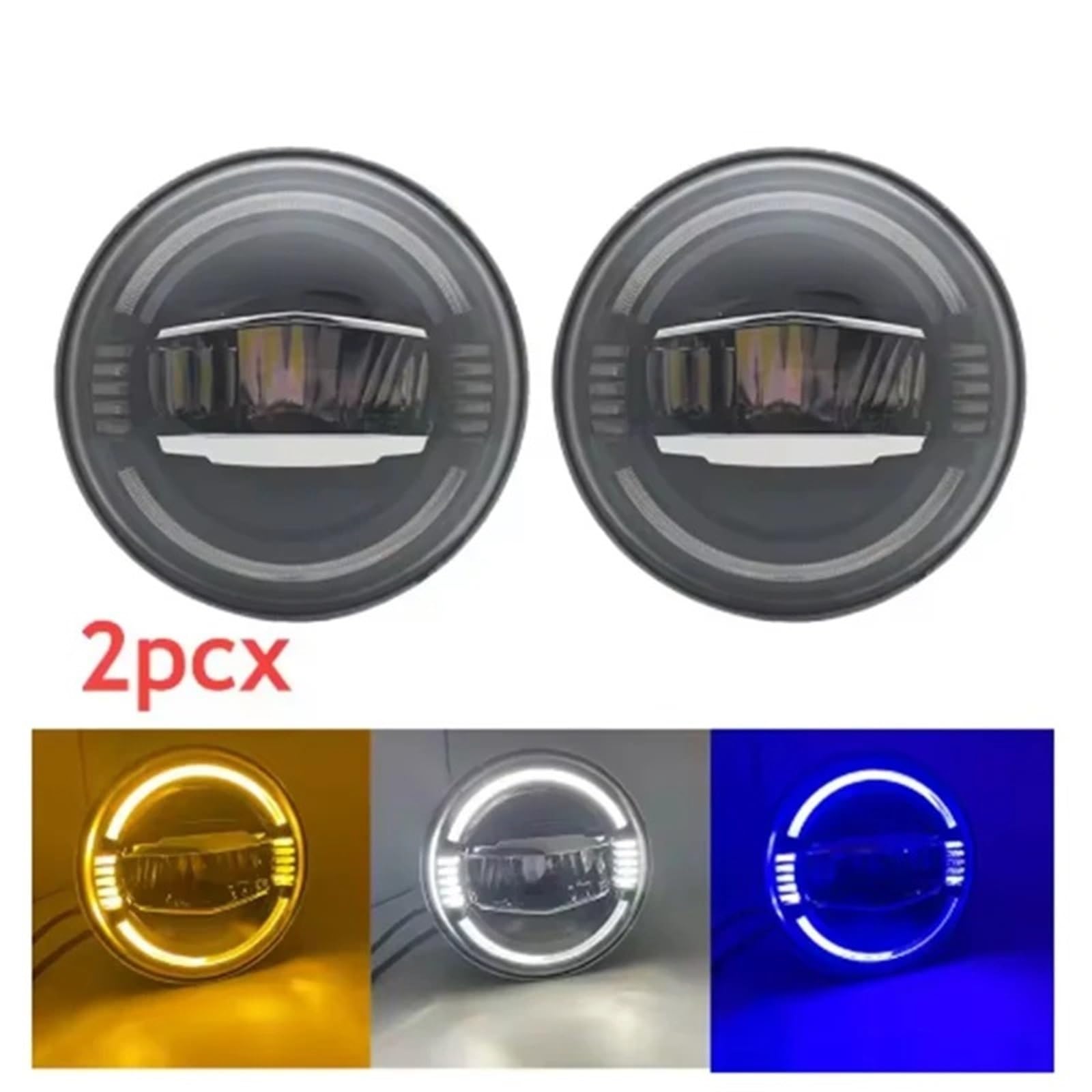 Fari Delle Lampadine Fari A LED 7 Pollici Rotondi Blu DRL Occhi Ad Angolo Indicatori Direzione Camion Fuoristrada 4x4 Per Santana PS10 2004 Fanale Proiettore Auto