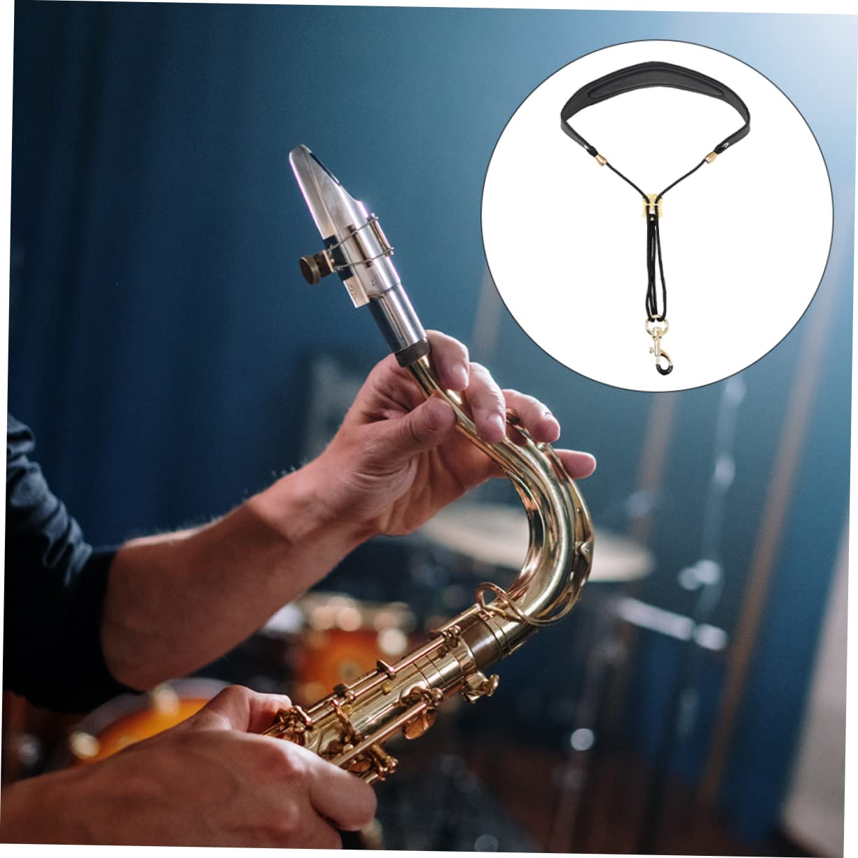 Mikinona 3pezzi Tracolla Per Sassofono Con Gancio Metallico Supporto Collo Regolabilper Strumenti Musicali Accessori Professionali Per Principianti Design Ergonomico e Resistente