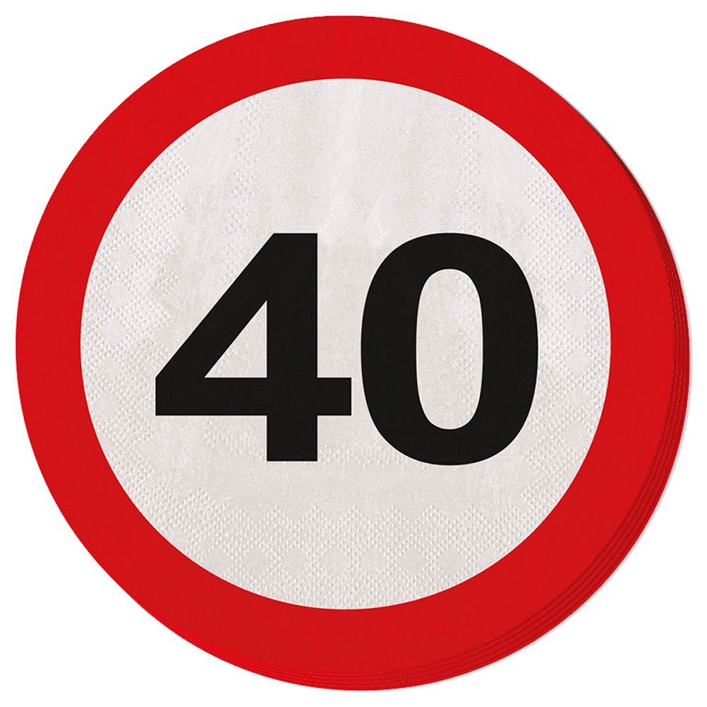Creative 28340 Folat-Party Napkins Traffic Sign (1 x 20 Pieces. Number, Zahl 40