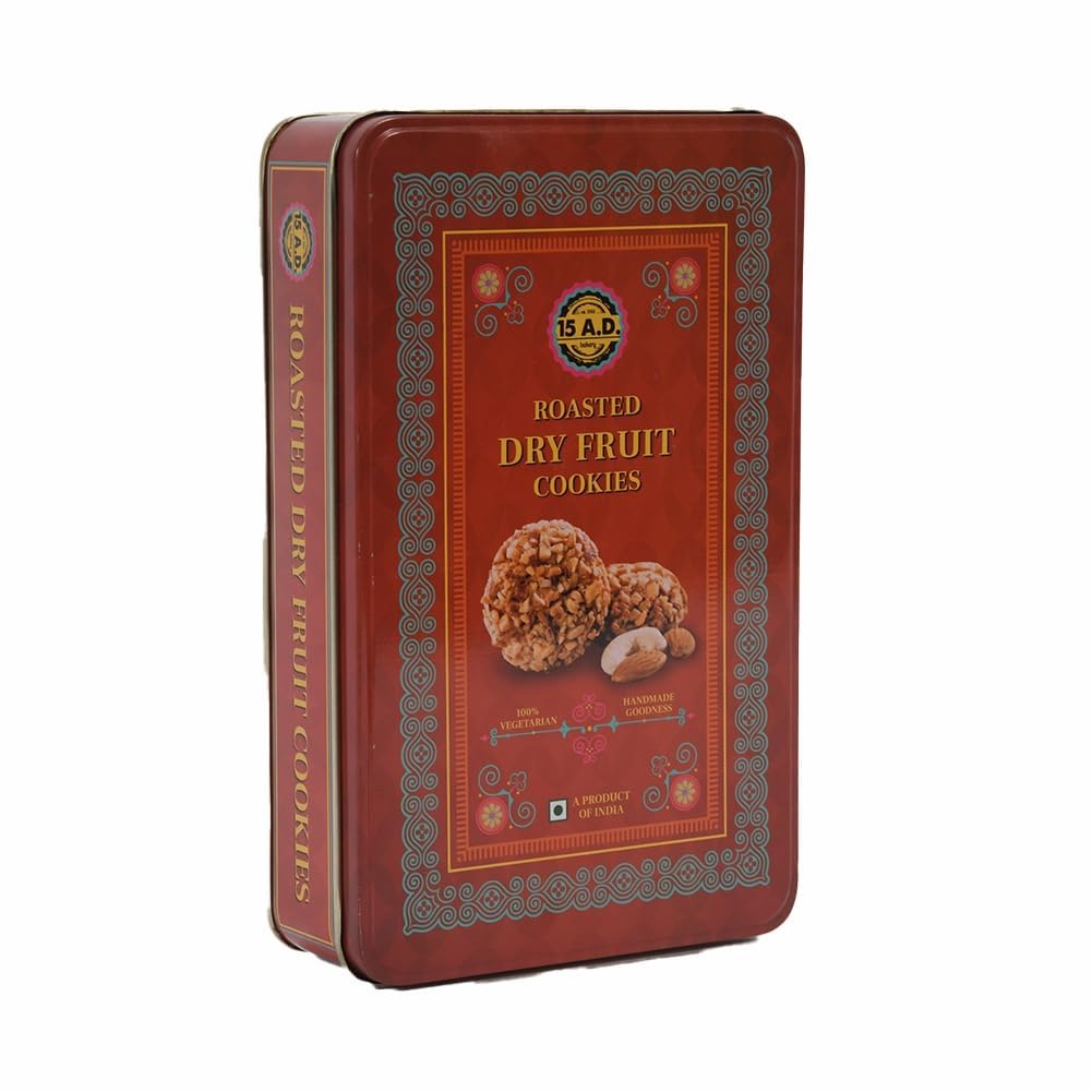 15 A.D. Bakery LLP Roasted Dry Fruit Tin | Handmade Pure Vegetarian Cookies | Fruit and Flavor Biscuits | Authentic Cookies | Pure Vegetarian, Eggless Cookies (300g) (B09SY2SX8T) Amazon Price History, Amazon Price Tracker