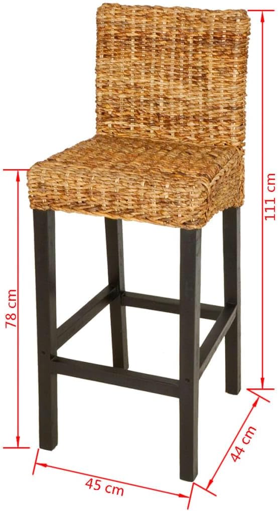 vidaXL Bar Chairs 2 Pcs, Bar Seats, Counter Height Stools, Island Stools for Pub Dining Room Kitchen Counter Island, Solid Mahogany Wood and Abaca