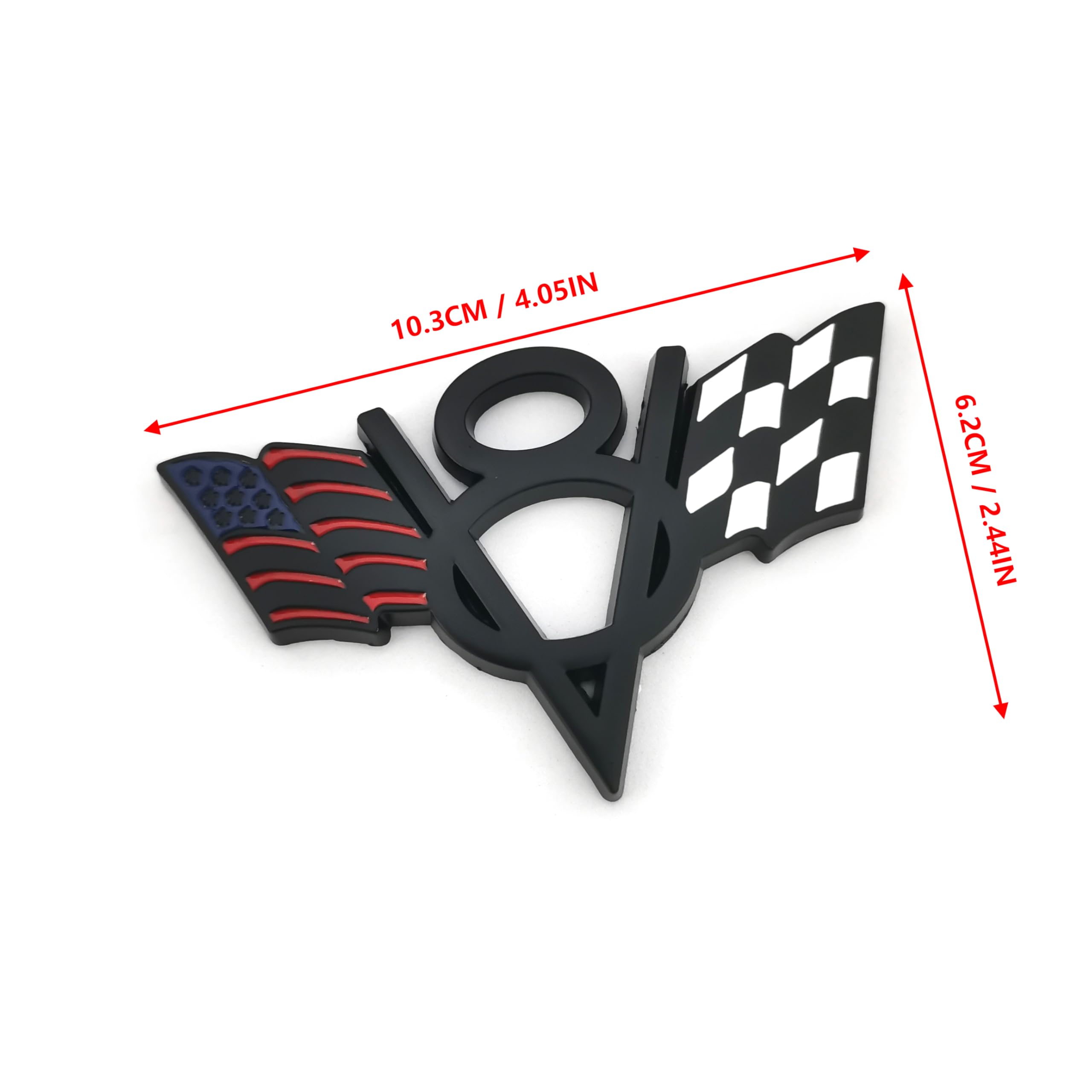 PTDecals 2pcs Nero Metallo US America Bandiera V8 Racing F1 Emblema Badge Adesivo per Auto Auto Van Paraurti Baule Boot Baule